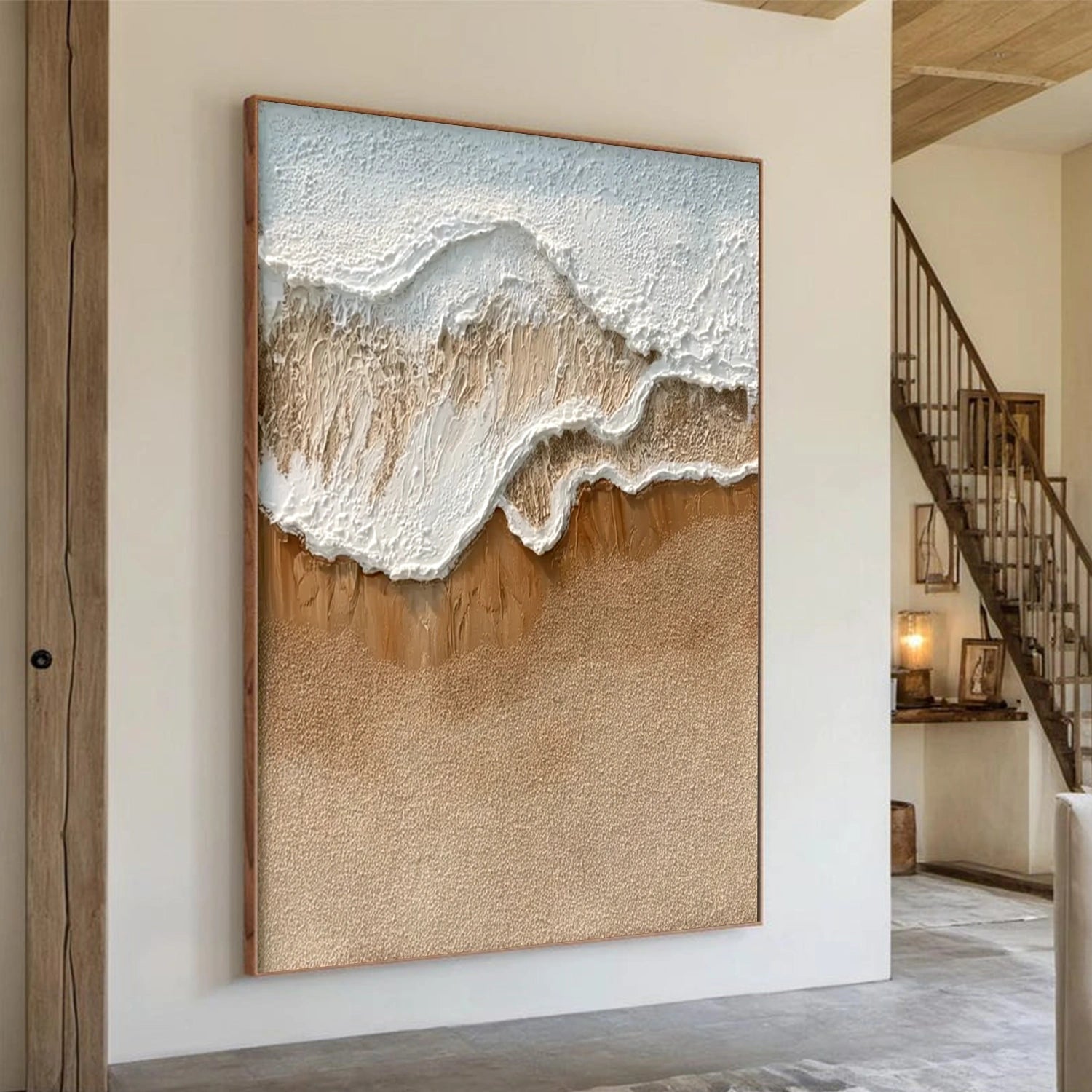 Ocean And Sky Abstract Textured Canvas Art #OS351