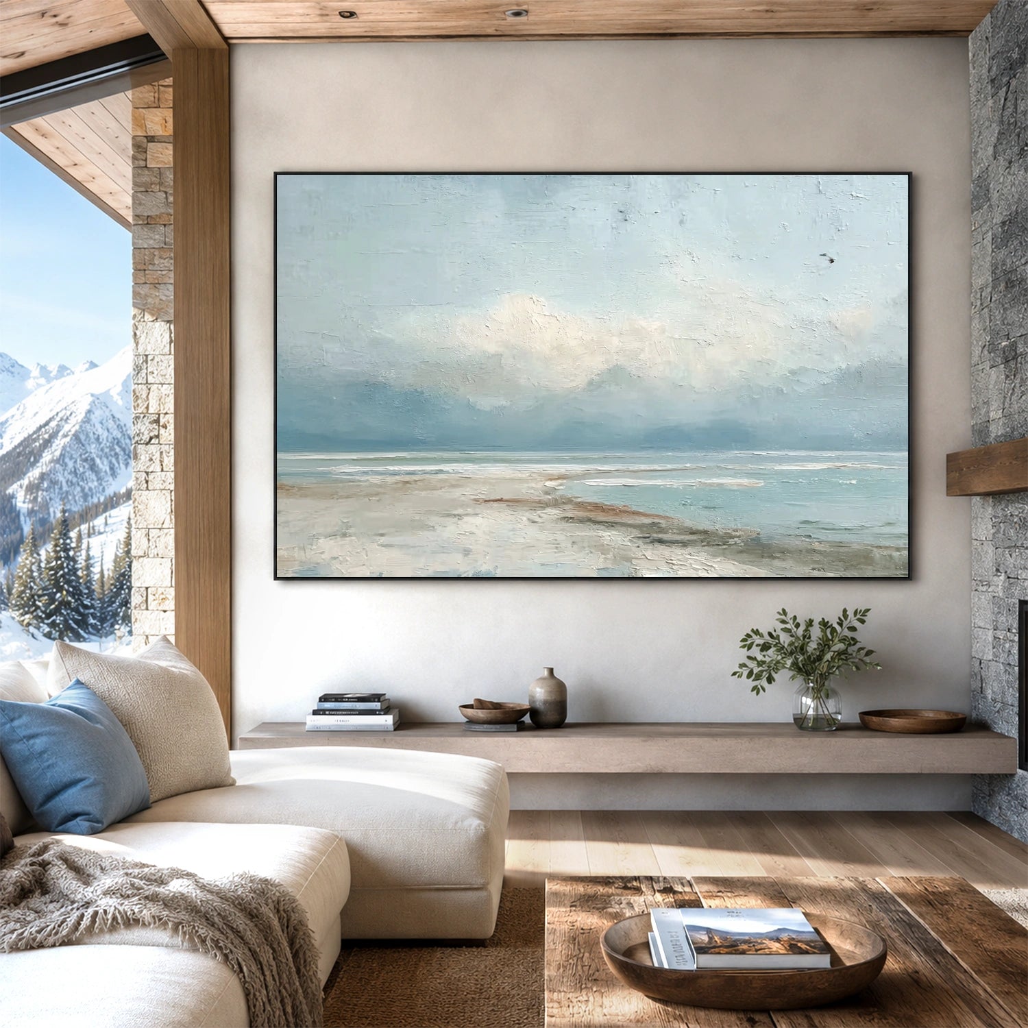 Ocean And Sky Abstract Texture Canvas Art #OS440