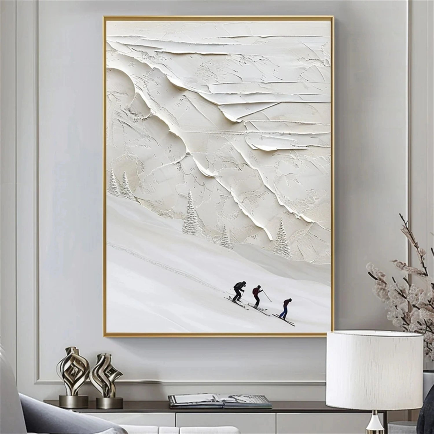 Skiing Sport Art Textured Painting Canvas #SP035