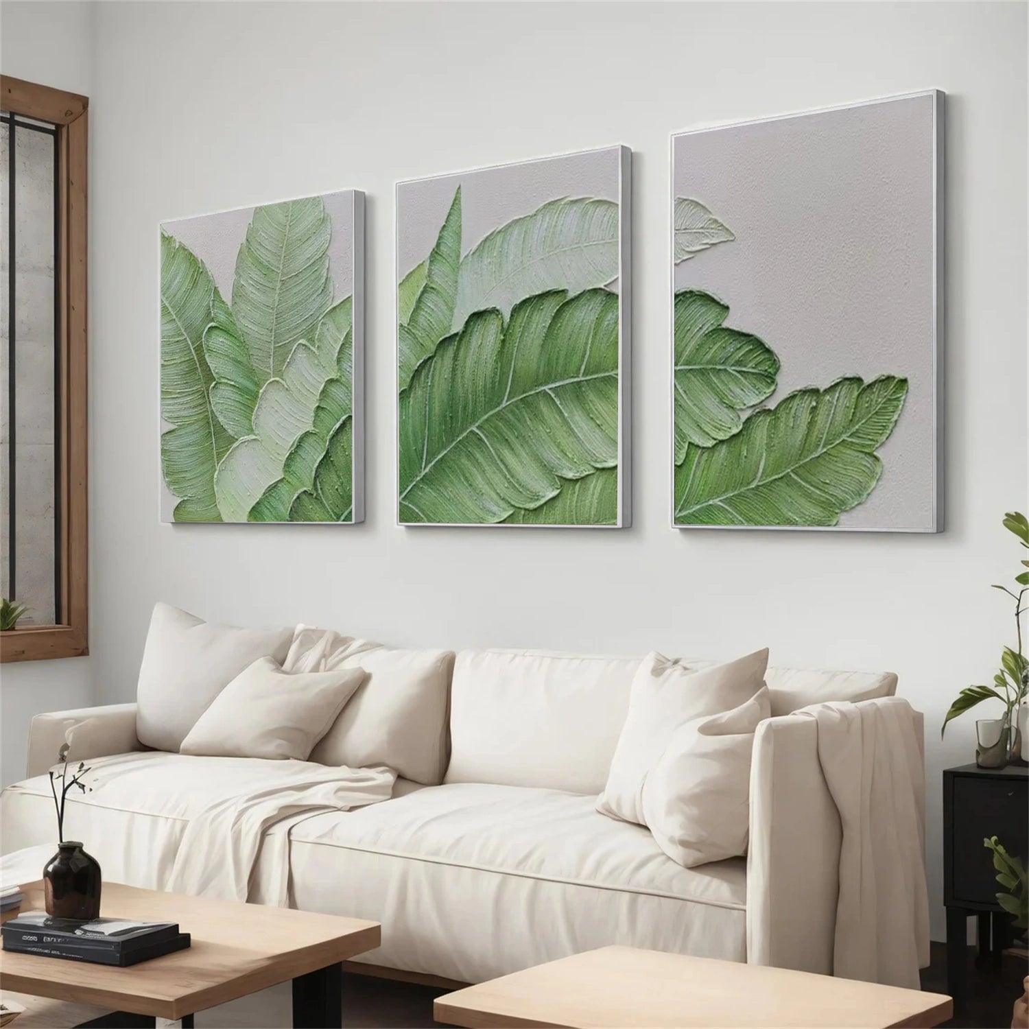 Flower & Tree Abstract Texture Set of 3 Canvas Art #FT 256
