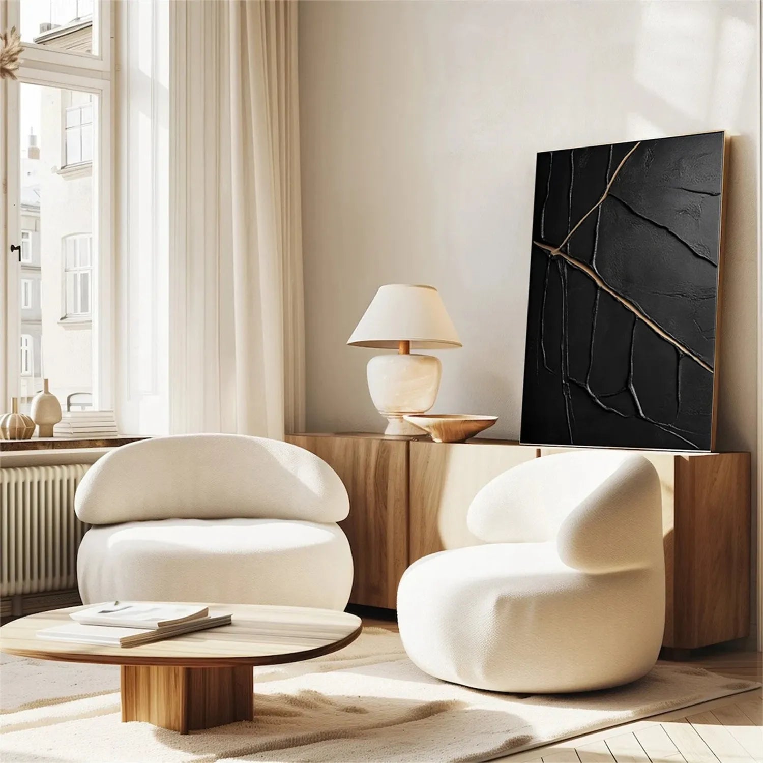 Black Gold Minimalist Textured Painting #MZ137