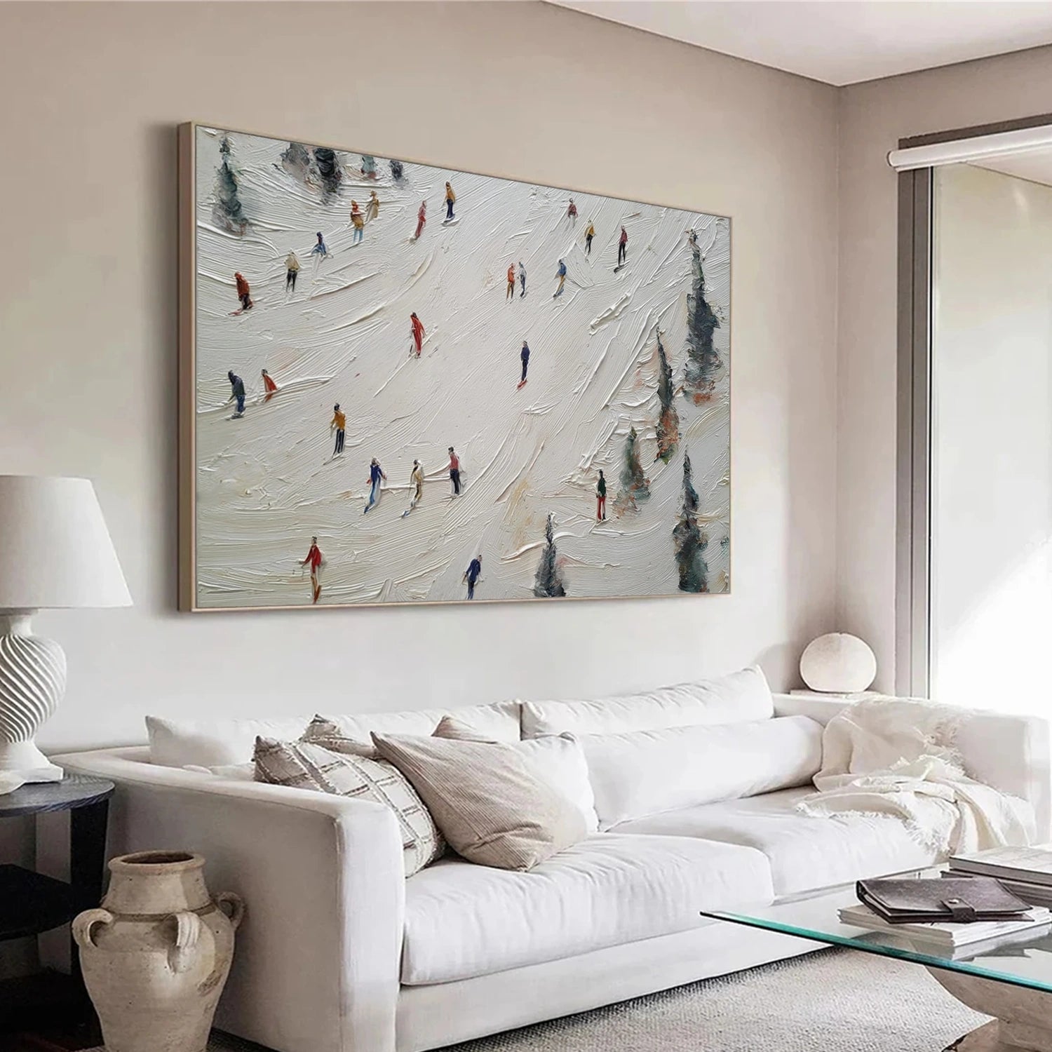 Skiing Sport Art Textured Painting Canvas # SA061