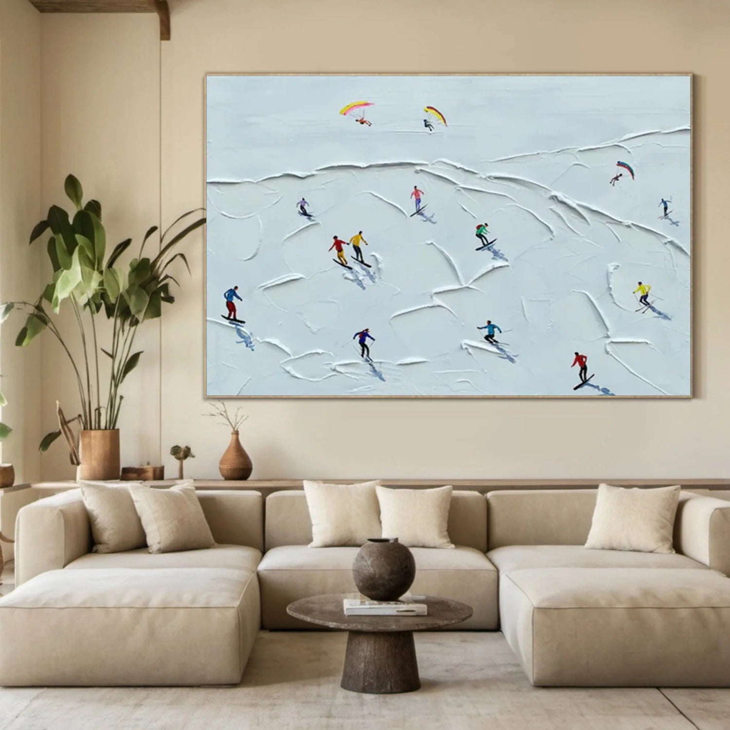 Skiing Sport Art Textured Painting Canvas # SP050