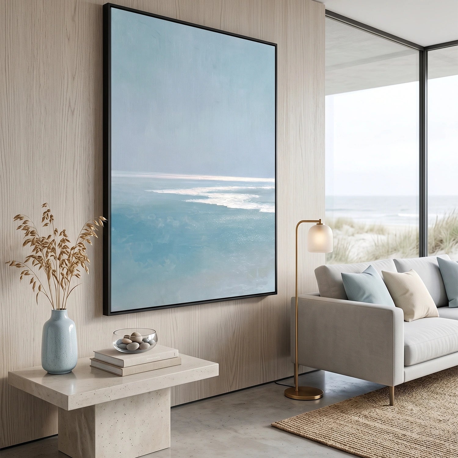 Ocean And Sky Abstract Canvas Art #OS414