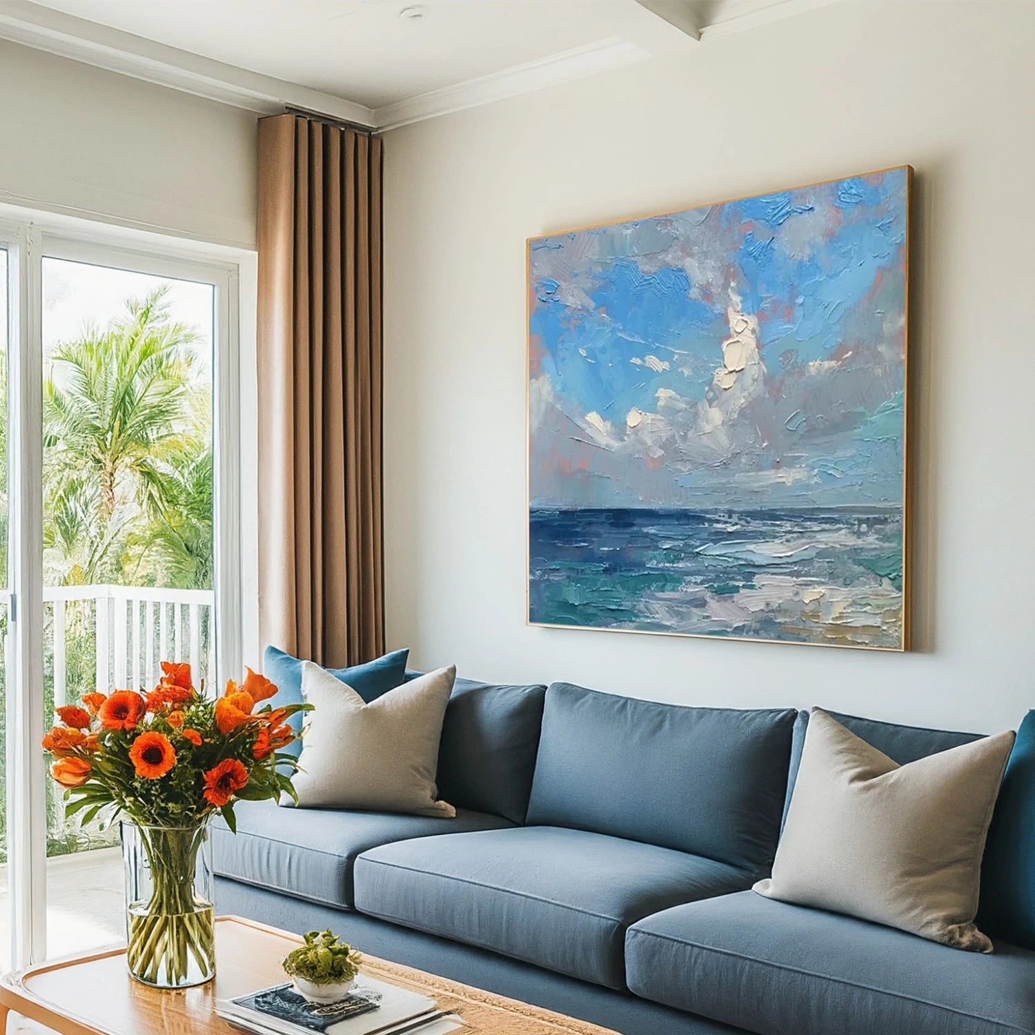 Ocean And Sky Abstract Canvas Art #OS 268