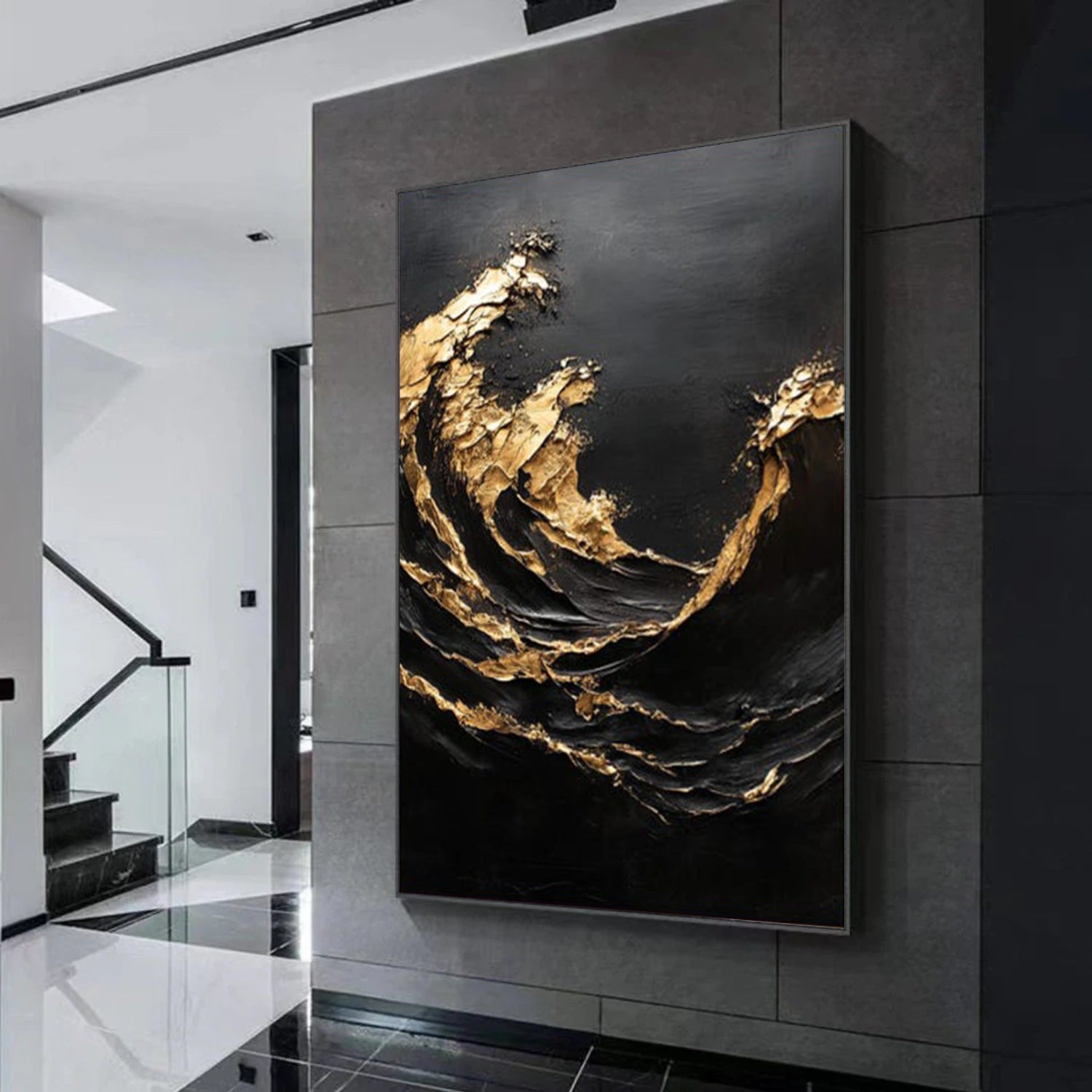 Ocean And Sky Abstract Textured Canvas Art #OS362