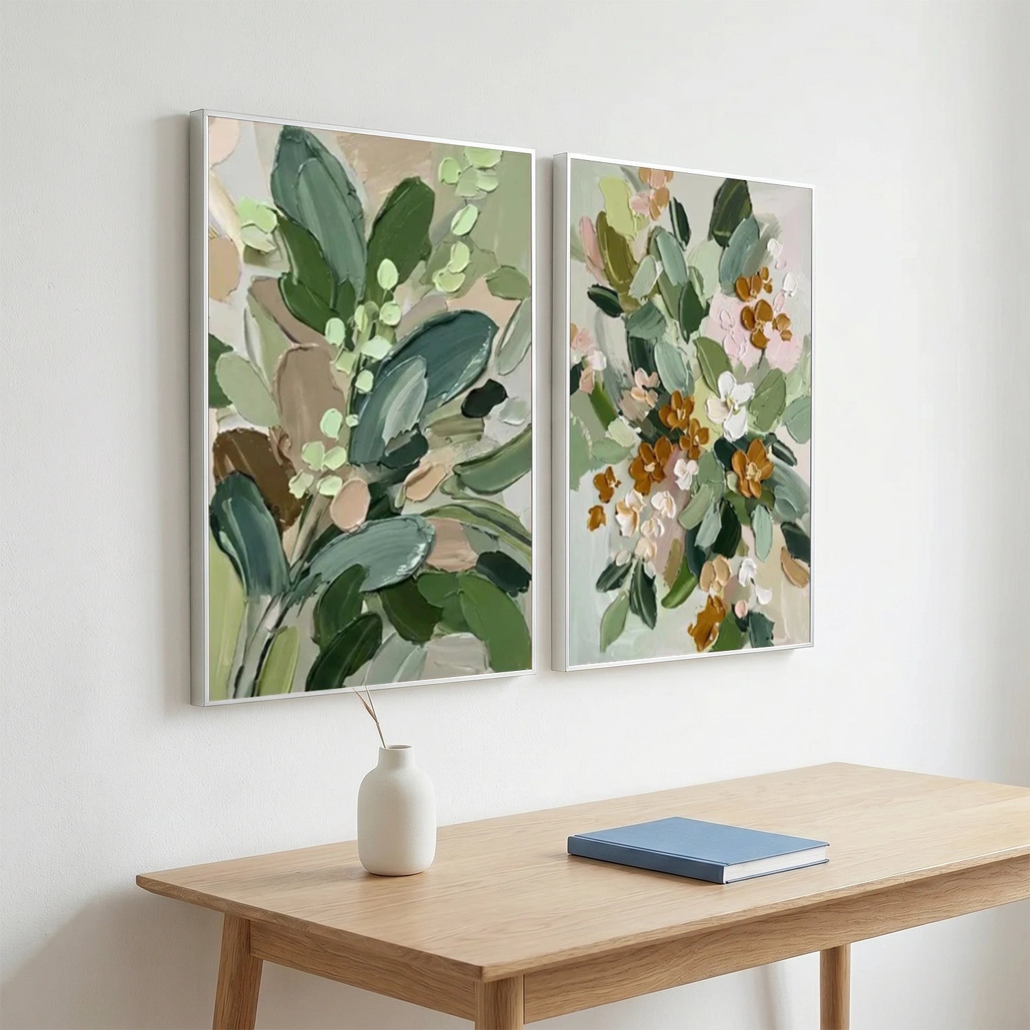 Flower & Tree Abstract Texture Canvas Set of 2 # FT 386