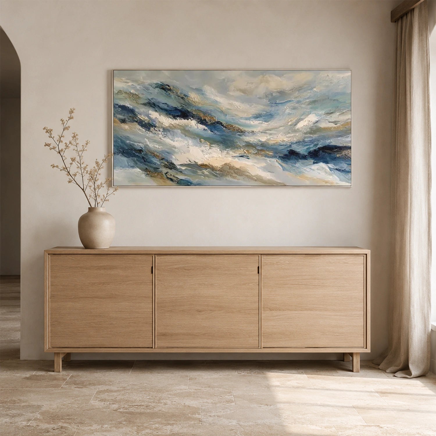 Ocean And Sky Abstract Canvas Art #OS467
