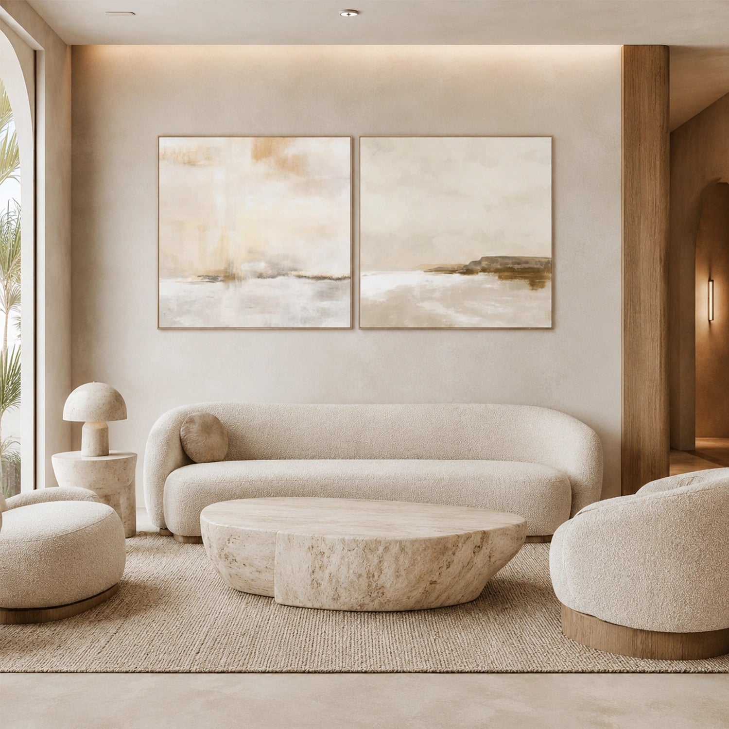Ocean And Sky Abstract Canvas Art  Square Set of 2 #OS465
