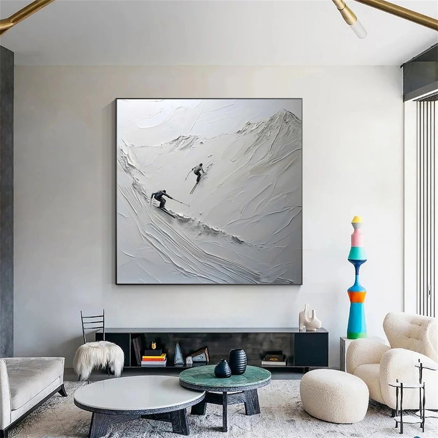 Skiing Sport Art Textured Painting Canvas #SP 047