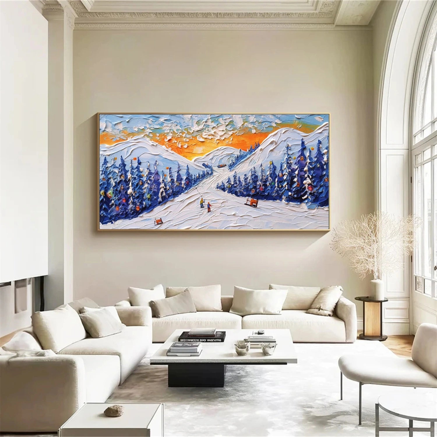 Skiing Sport Art Textured Painting Canvas # SP040