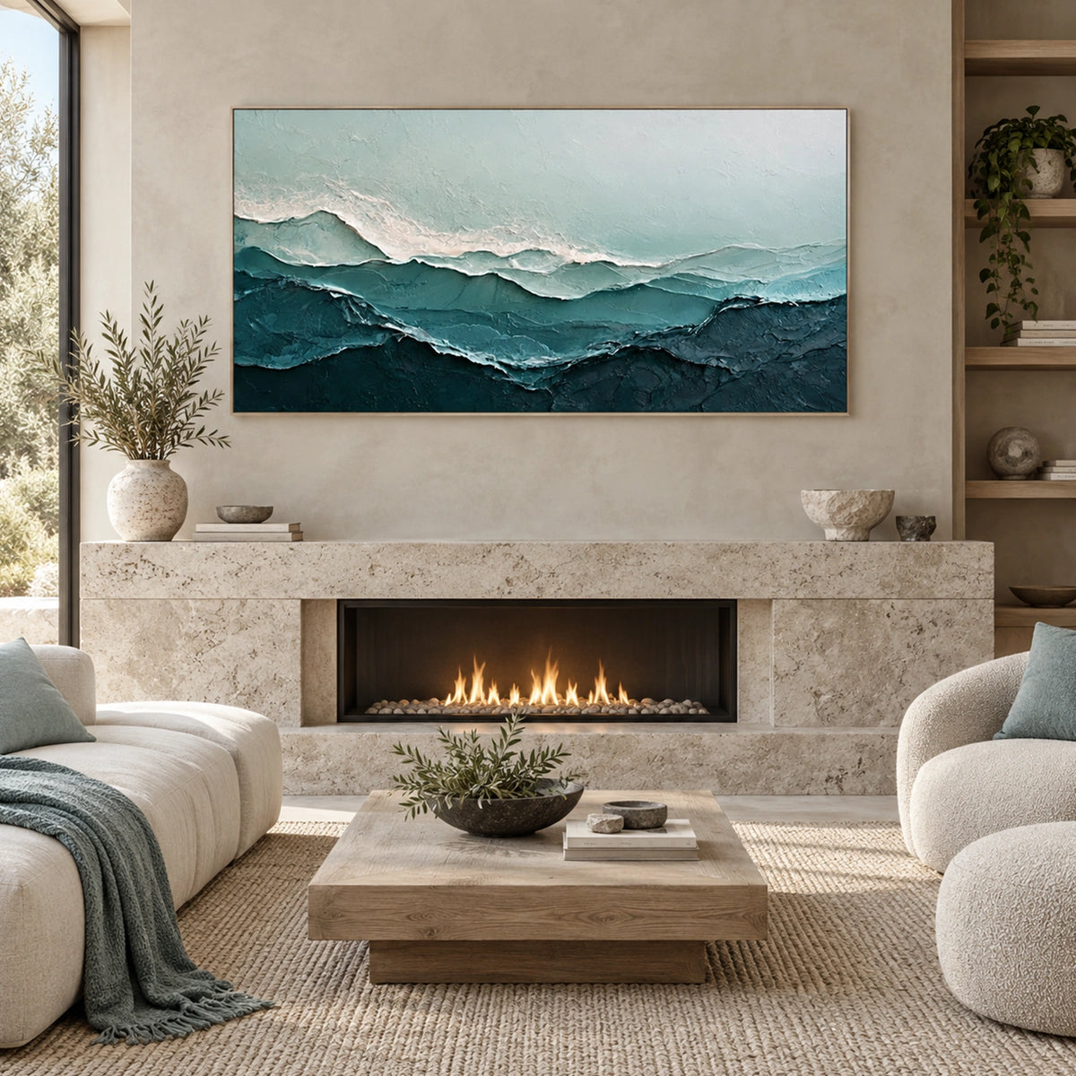 Ocean And Sky Abstract Canvas Art #OS475