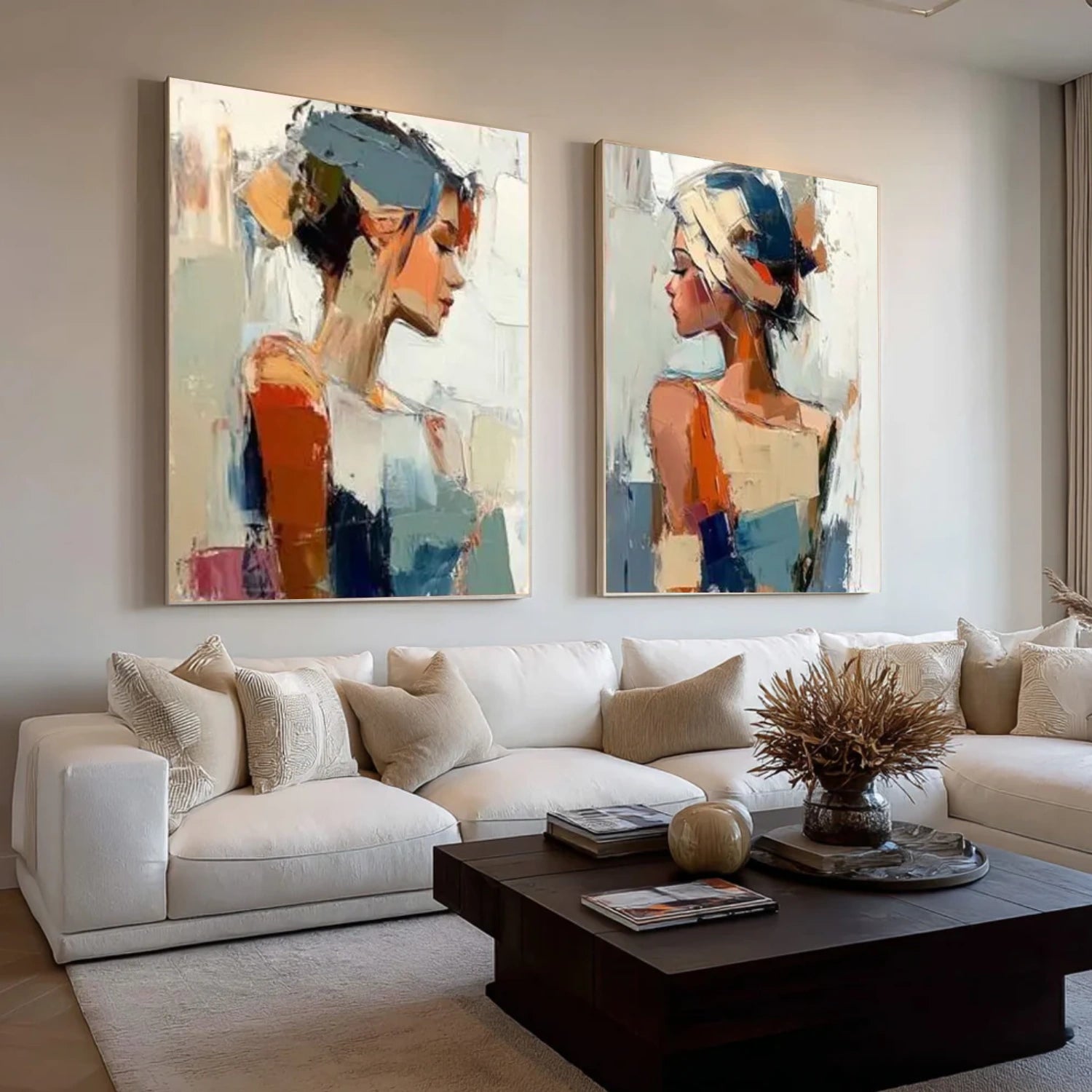 Abstract Portrait Tectured Wall Art Set of 2 #PT037