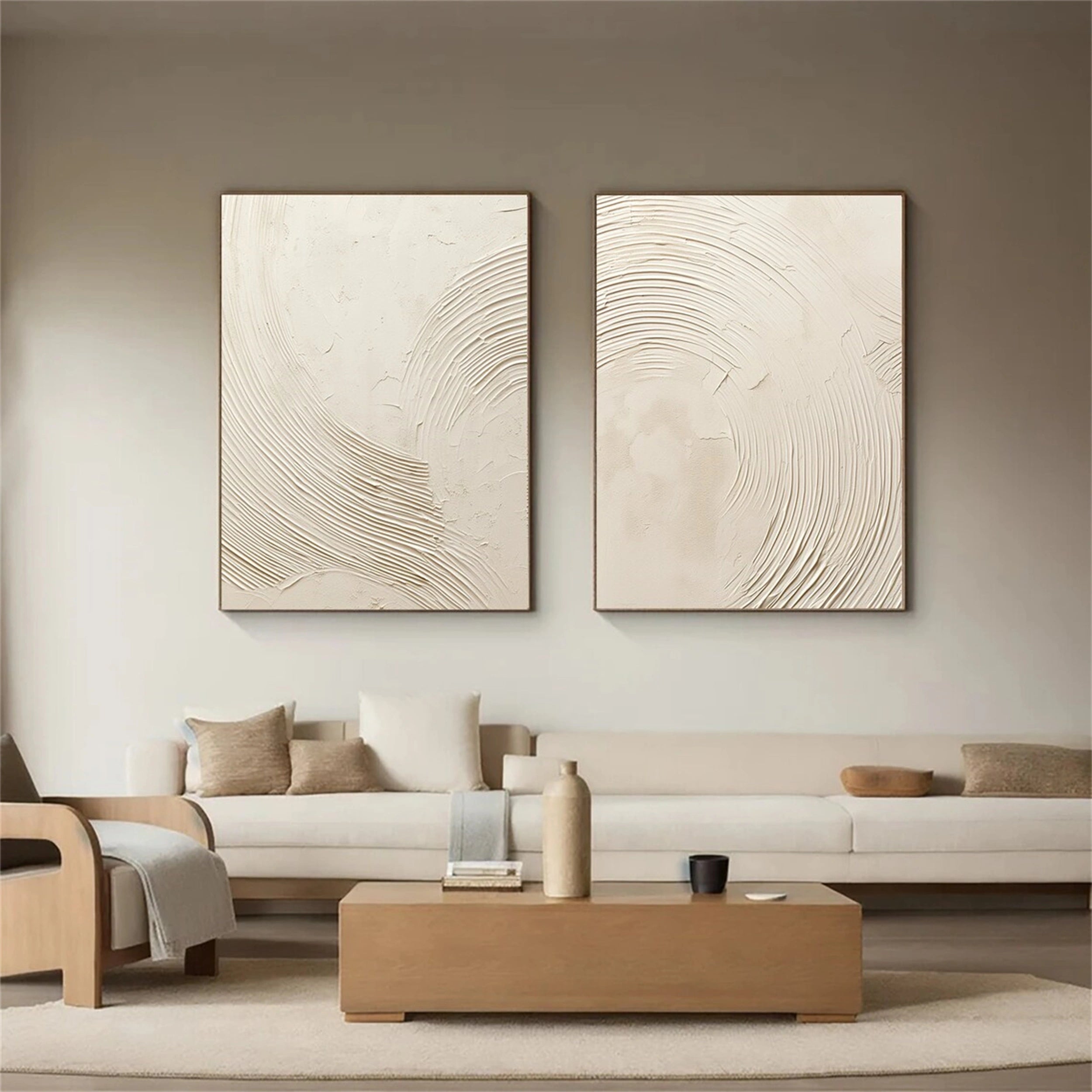 Beige & Brown Abstract Set of 2 #BB067