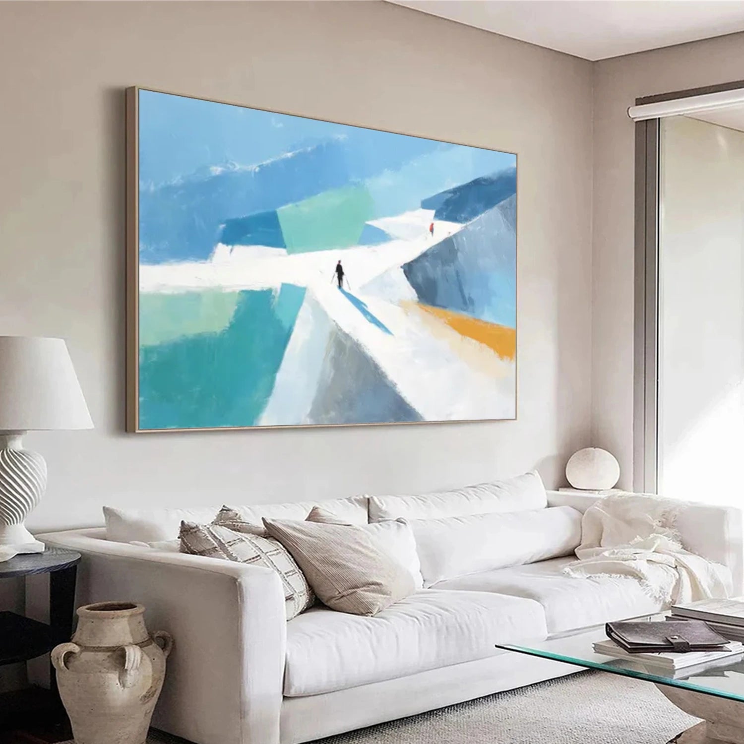 Colorful Skiing Sport Art Painting Canvas # SA051