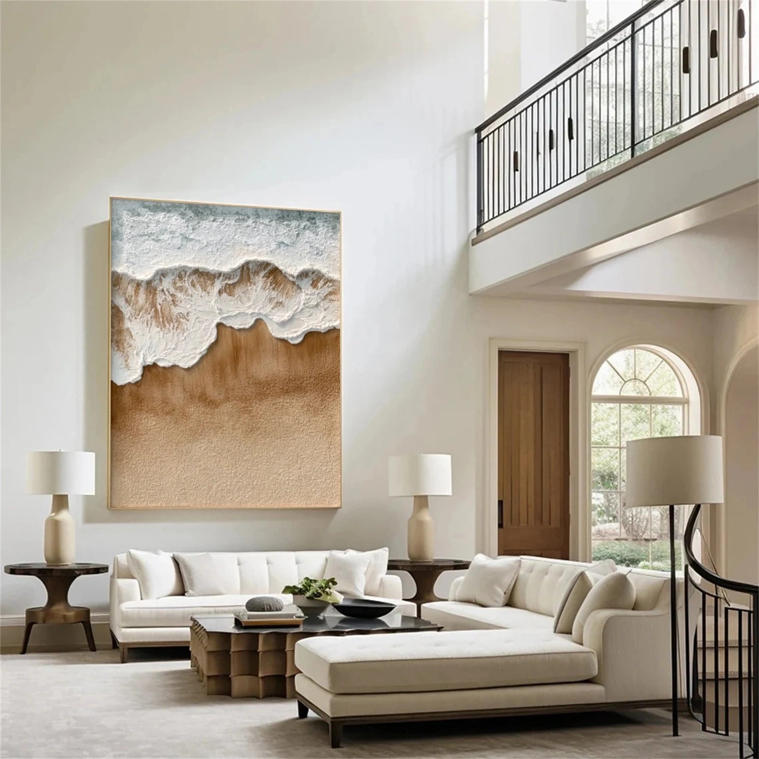 Ocean And Sky Abstract Textured Canvas Art #OS350