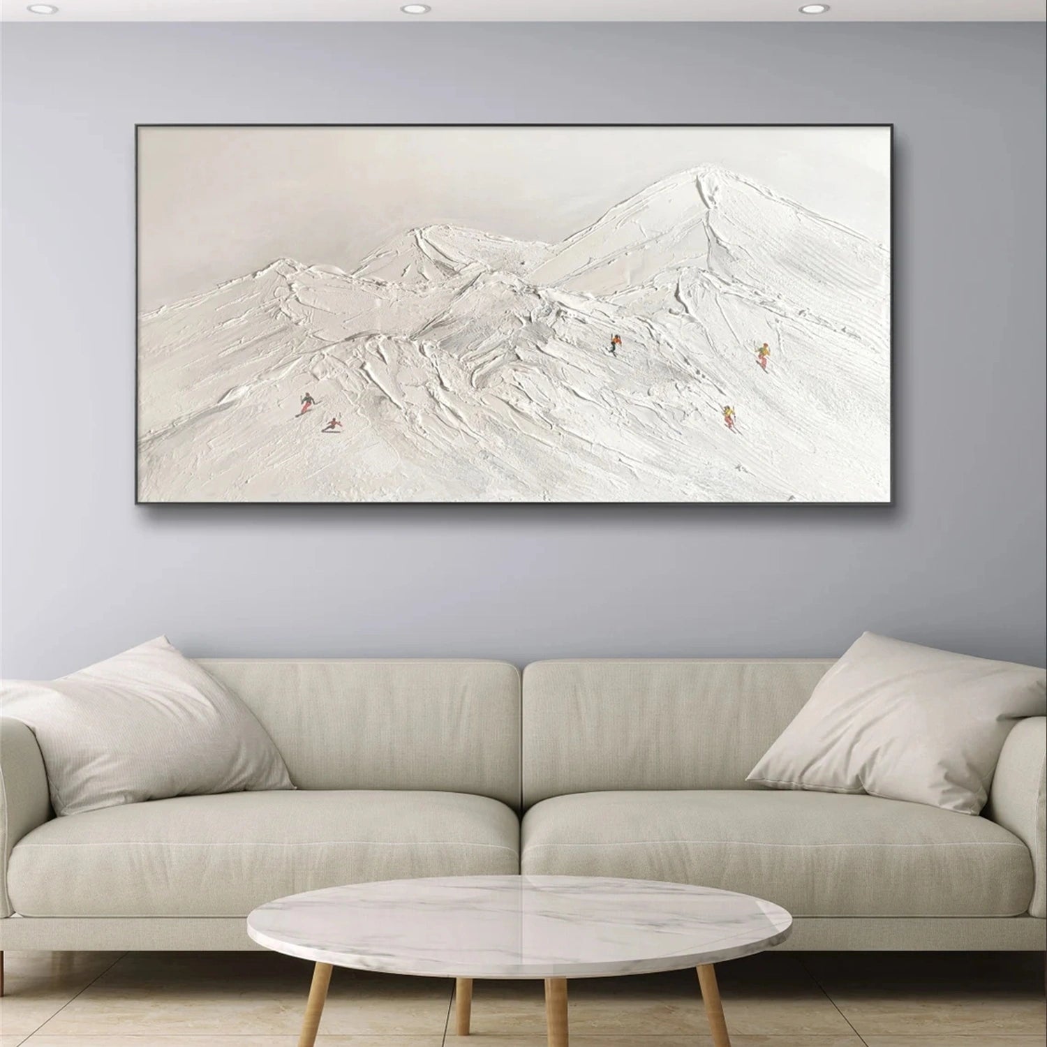 Skiing Sport Art Textured Painting Canvas # SP044