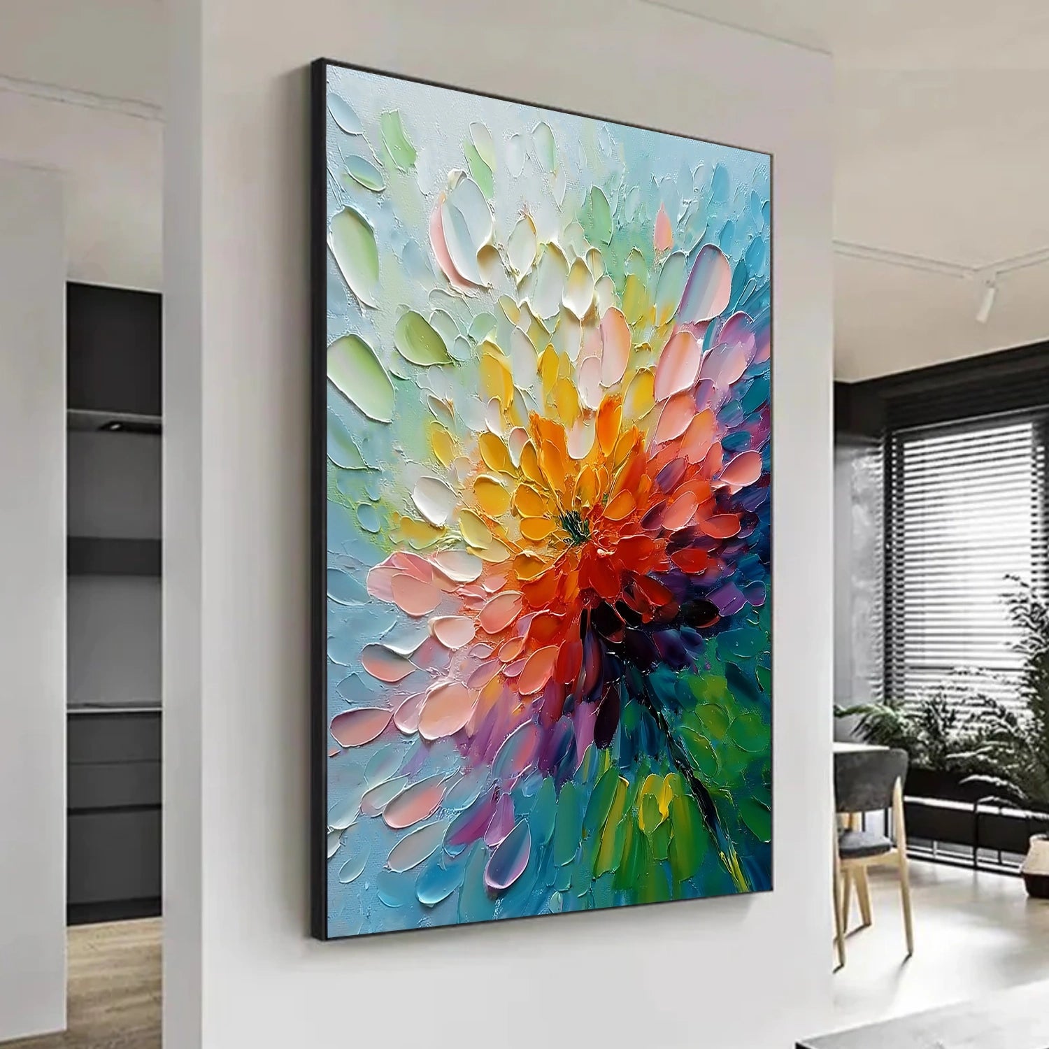 Colorful Flower & Tree Abstract Texture Canvas Art #FT 279