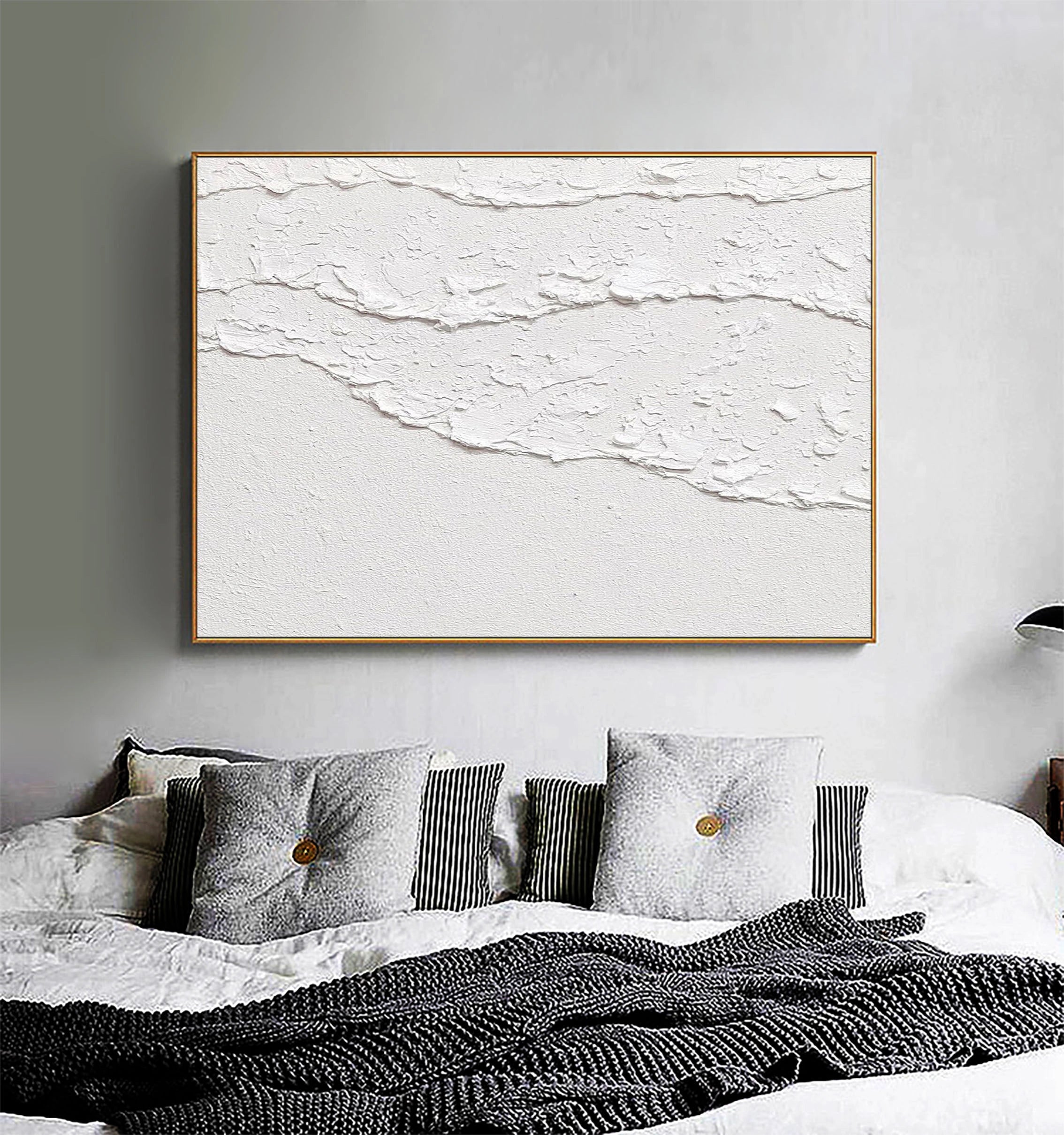 White Minimalist Textured Painting Canvas #MM019