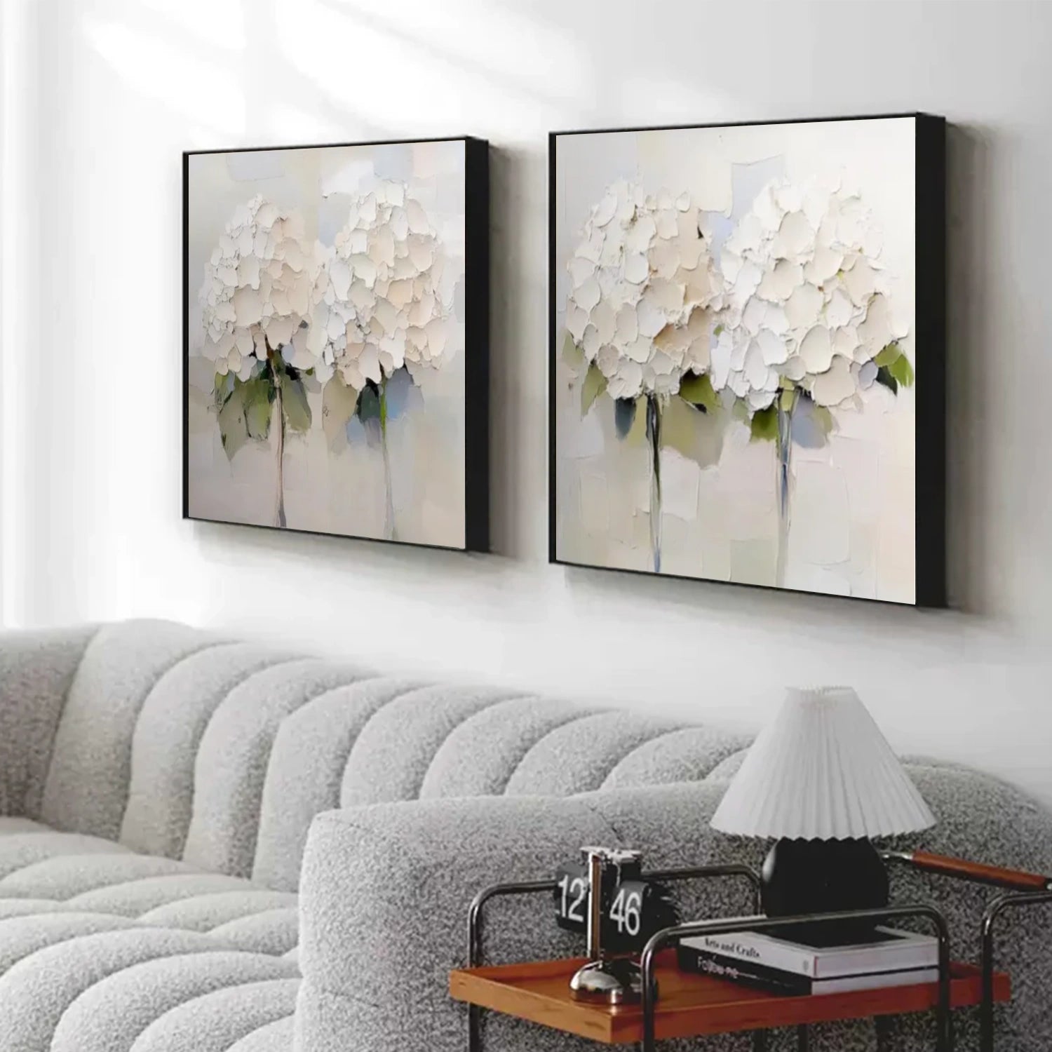 Flower & Tree Abstract Texture Square Set Of 2 Canvas Art #FT 253
