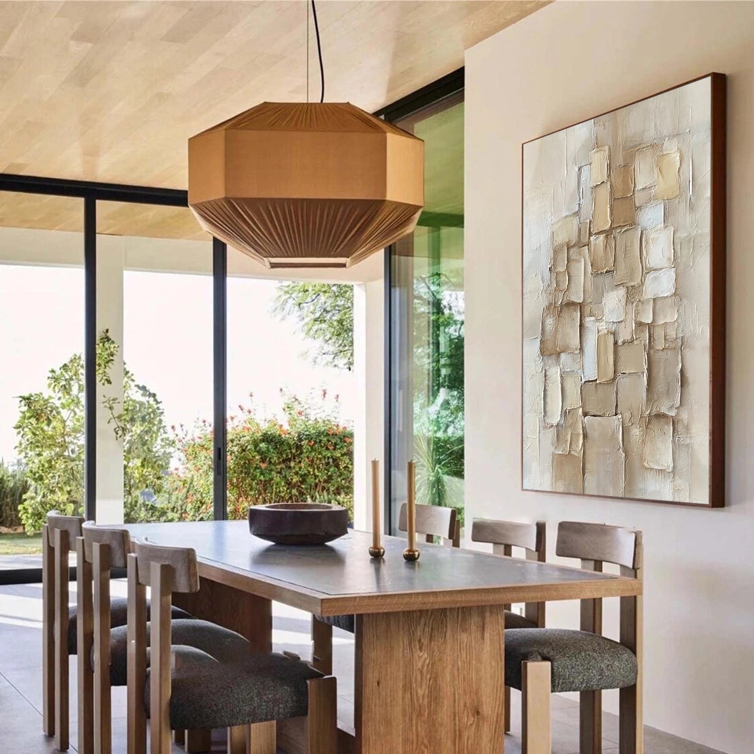 Beige Abstract Textured Wall Art #AB 573