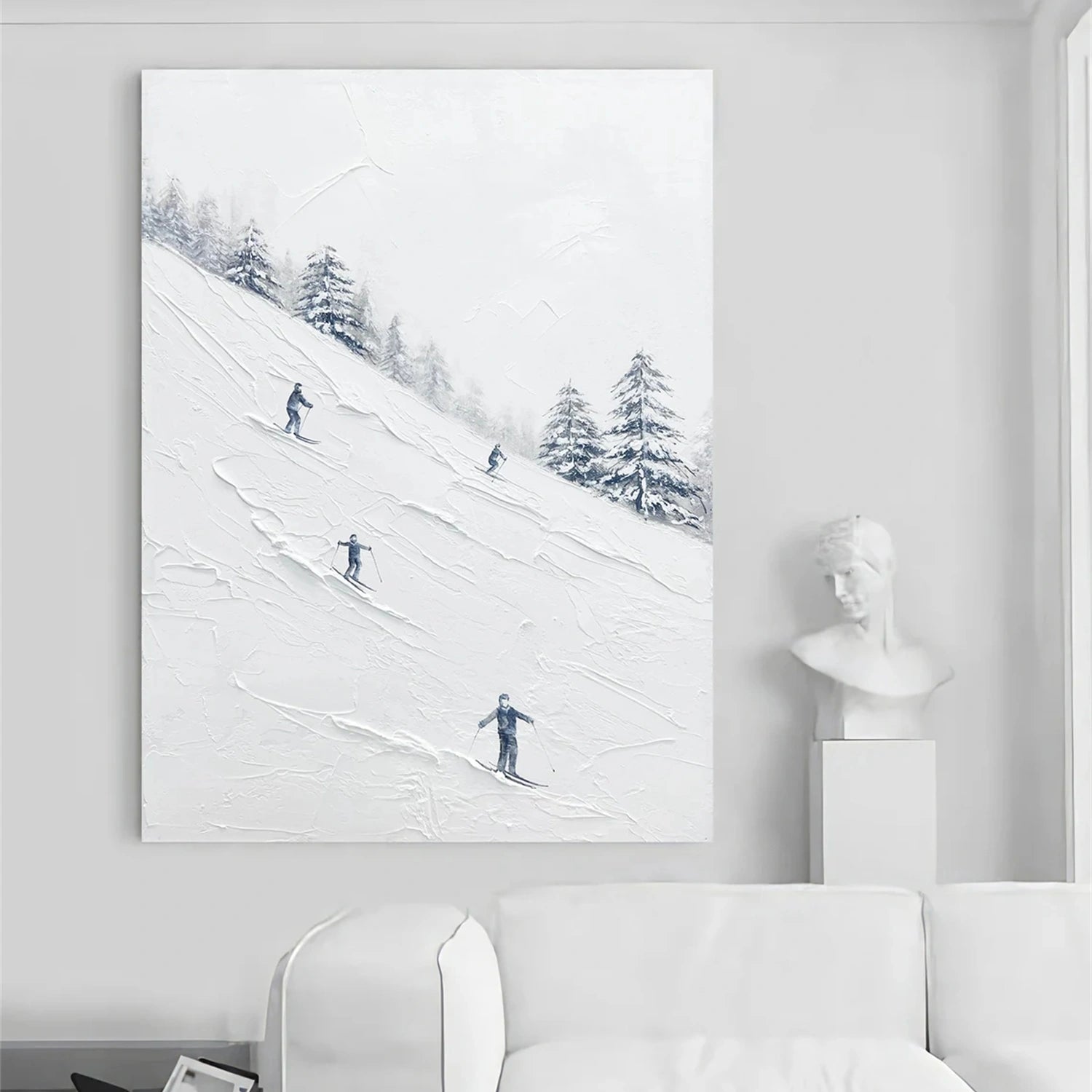 Skiing Sport Art Textured Painting Canvas #SP032