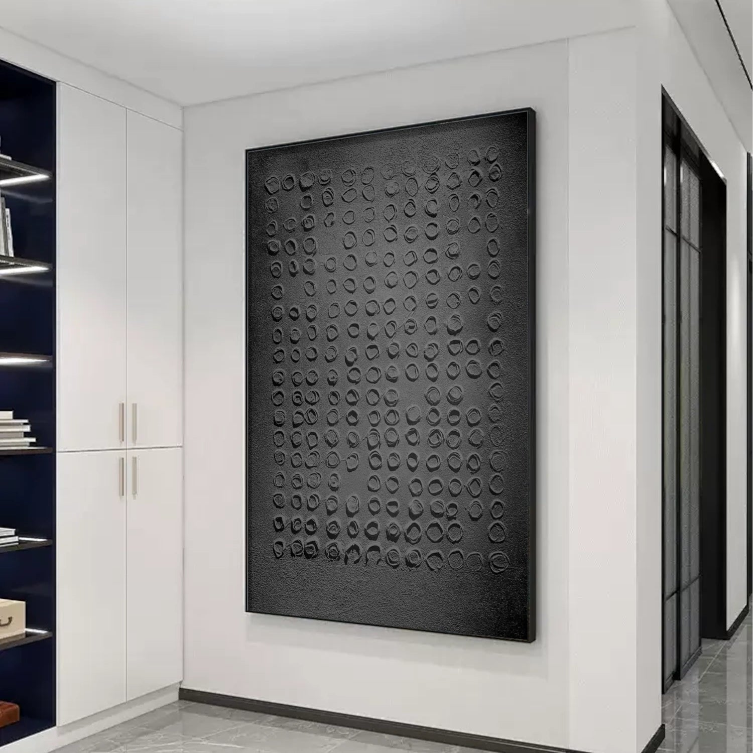 Black Minimalist Textured Painting #MZ145