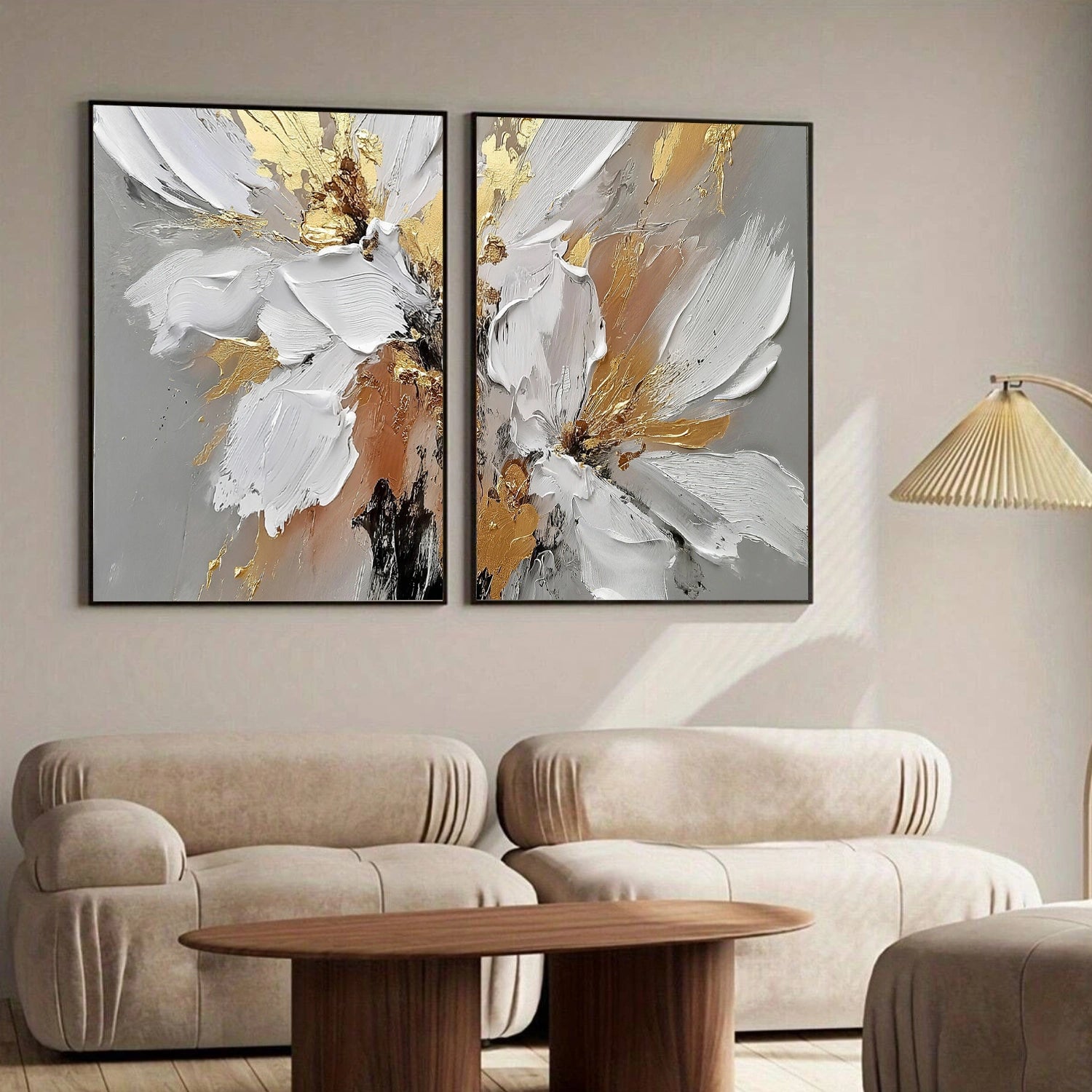 Flower & Tree Abstract Texture Canvas Art Set of 2 #FT 333