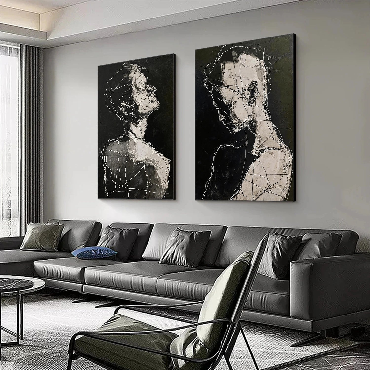 Abstract Portrait Textured Wall Art Set of 2 #PT 062