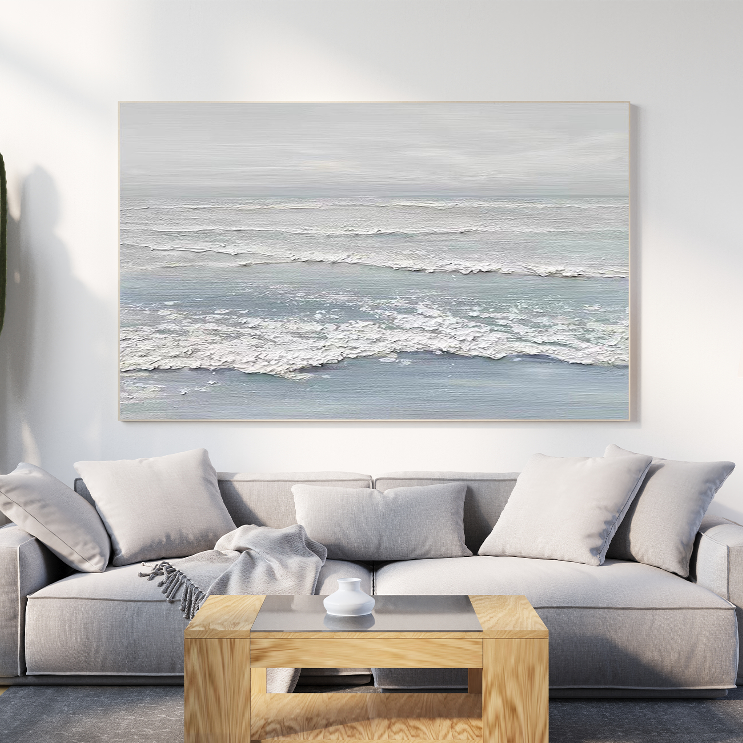 Ocean And Sky Abstract Textured Canvas Art #OS 292
