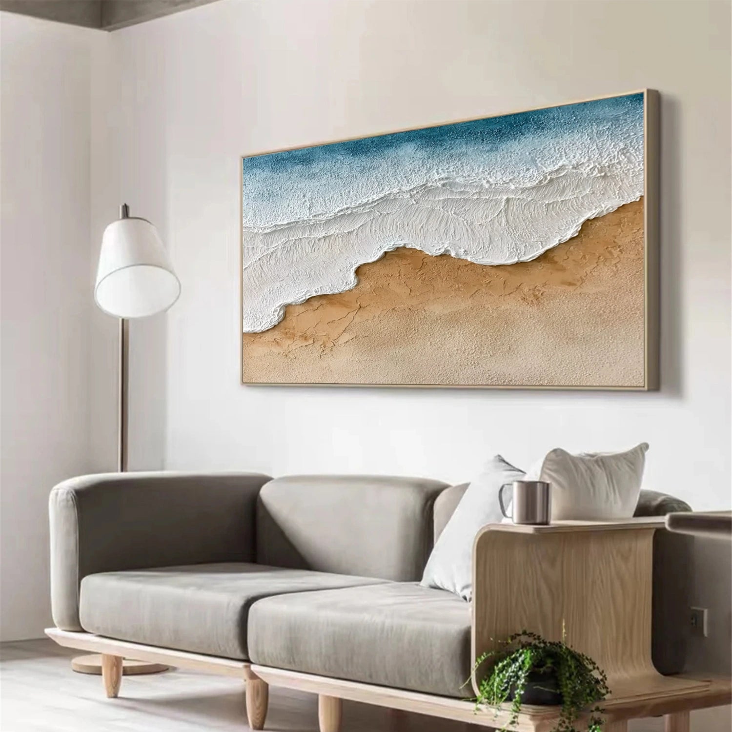 Ocean And Sky Abstract Textured Canvas Art #OS349