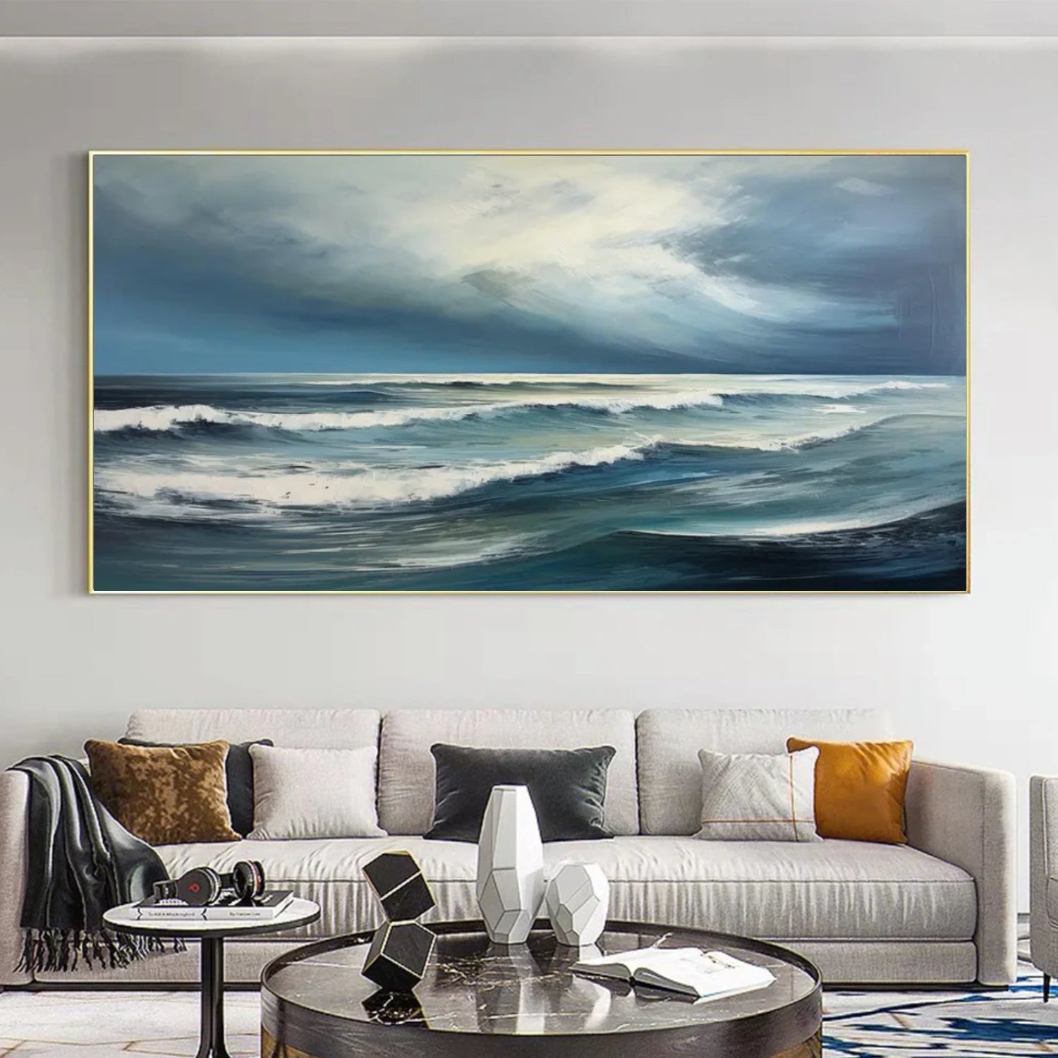 Ocean And Sky Abstract Canvas Art #OS 328