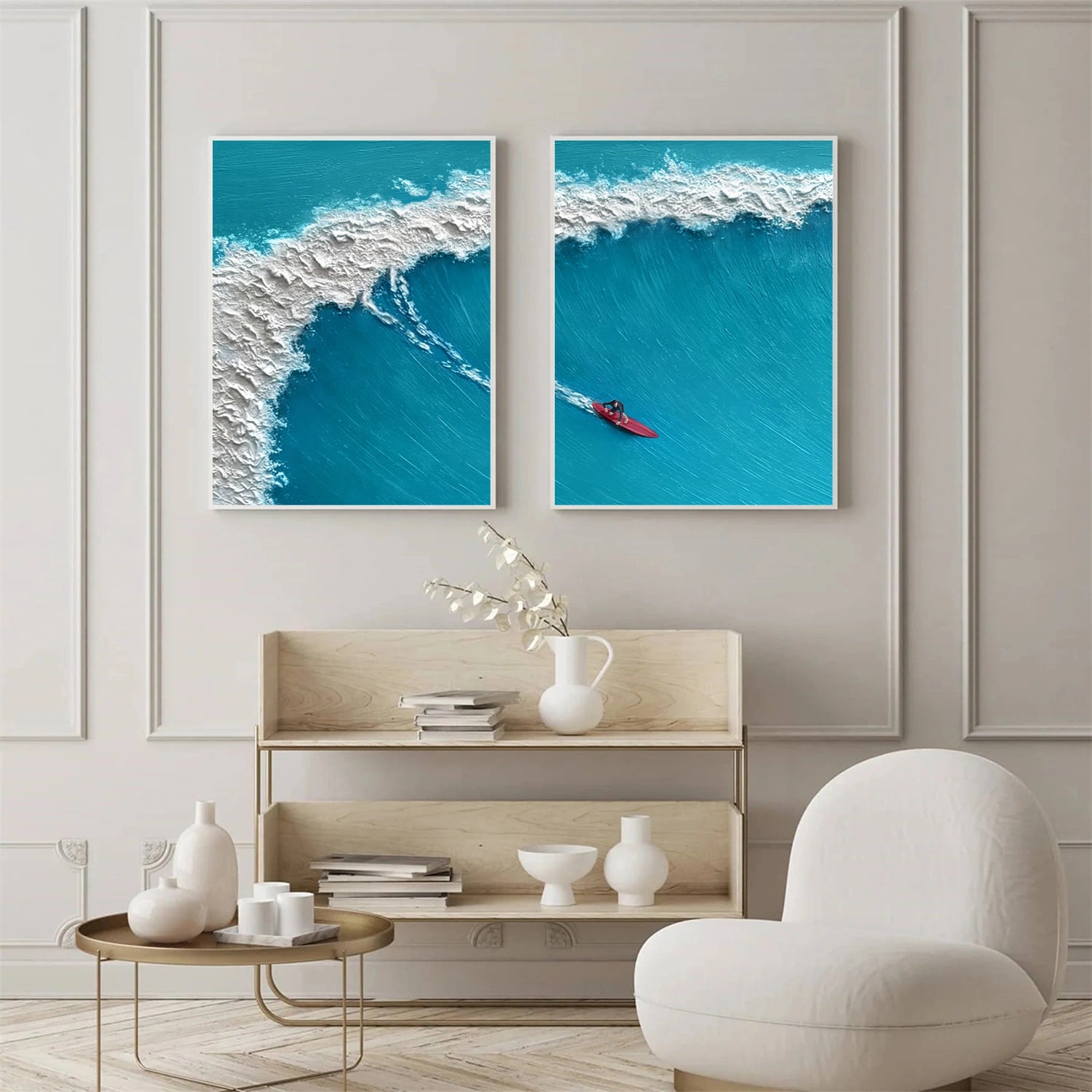 Surfing Sport Texture Set of 2 Canvas Painting #SA026
