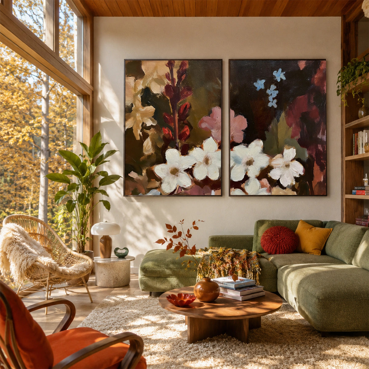 Flower & Tree Abstract Canvas Set of 2 # FT 409