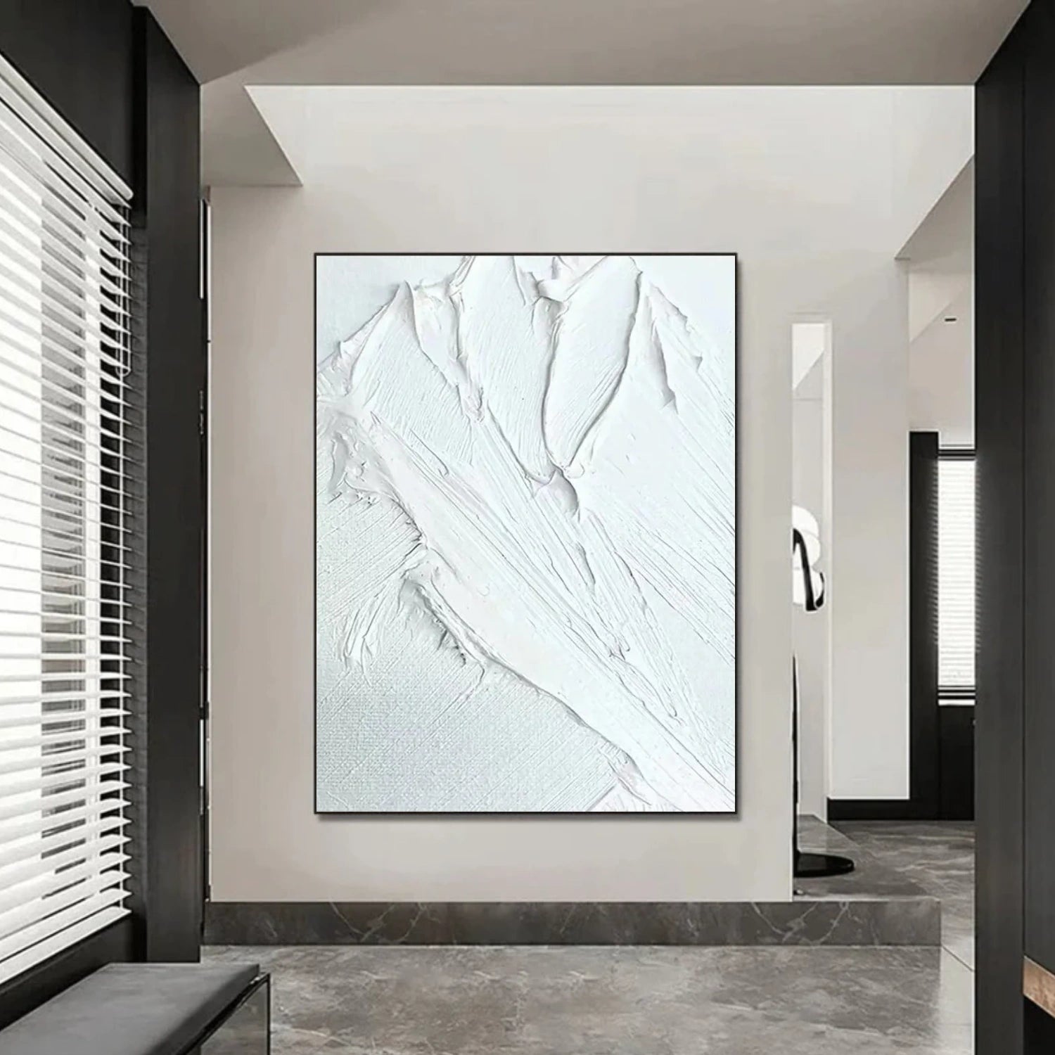 White Minimalist Textured Wall Art #MM324