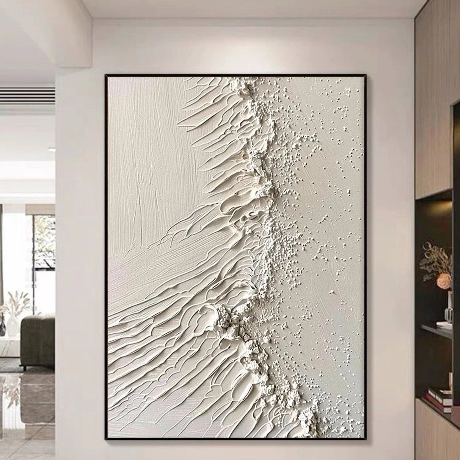 White Minimalist Textured Wall Art #MM352