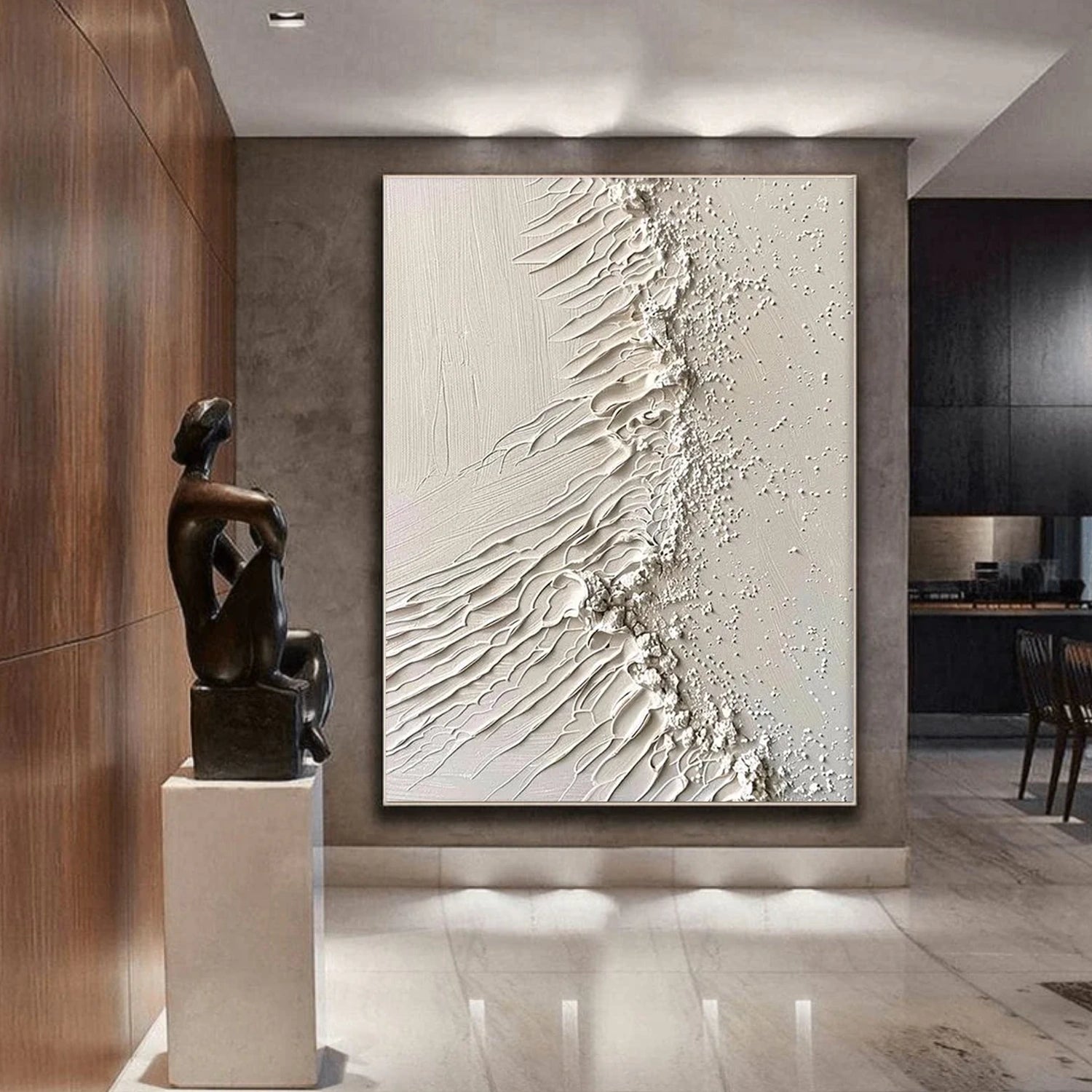 White Minimalist Textured Wall Art #MM352