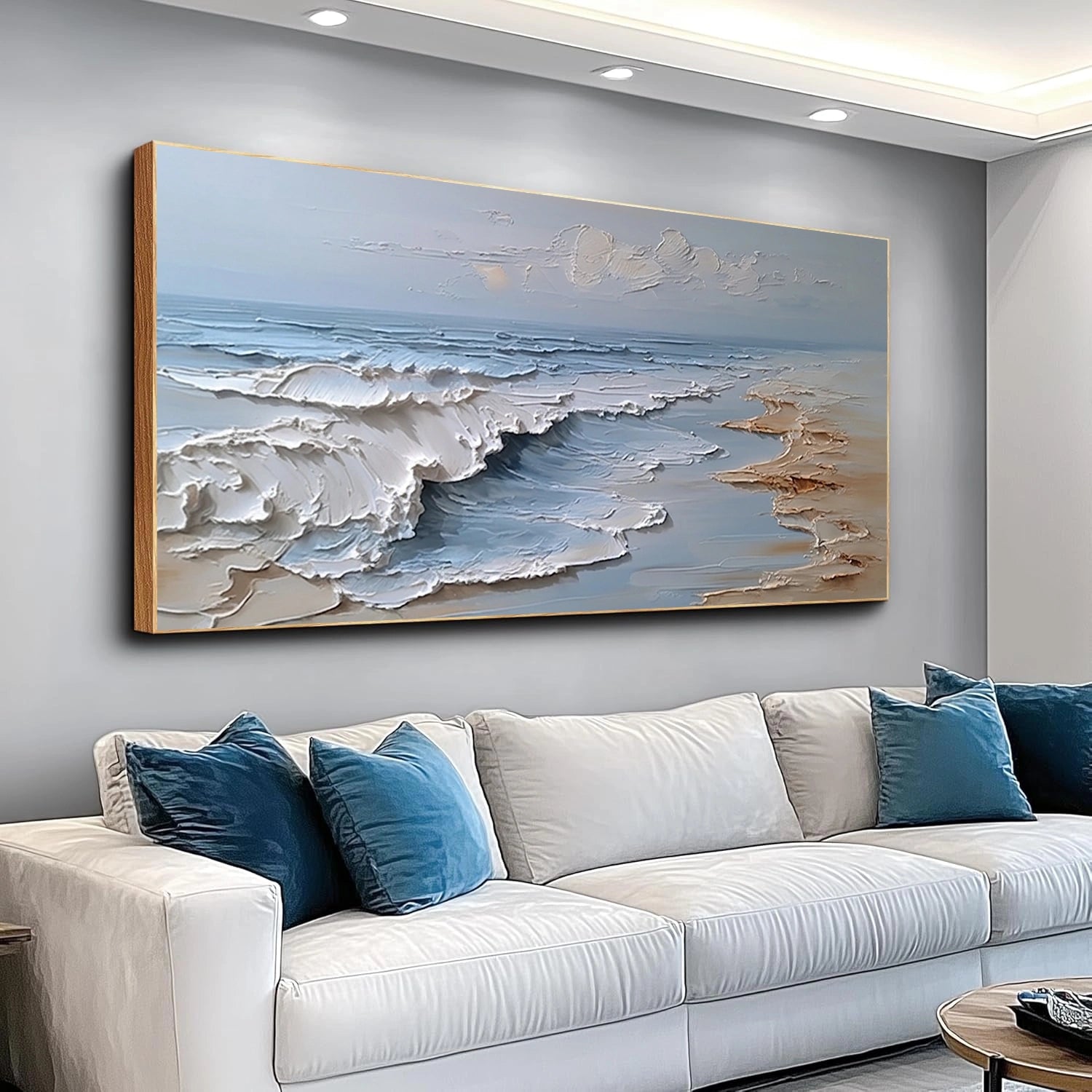 Ocean And Sky Abstract Texture Canvas Art #OS410