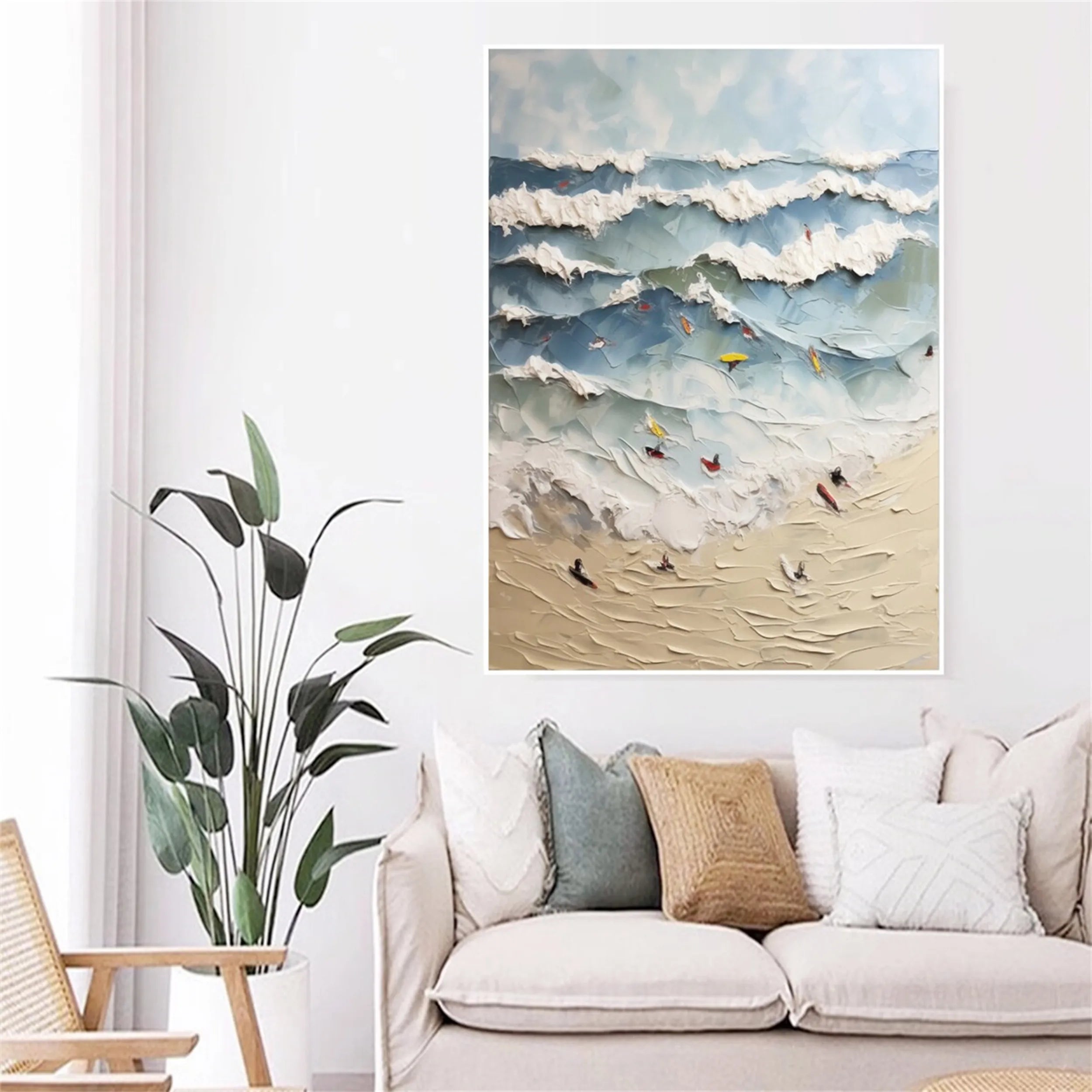Seascape and Snowy Peak Painting #SP028