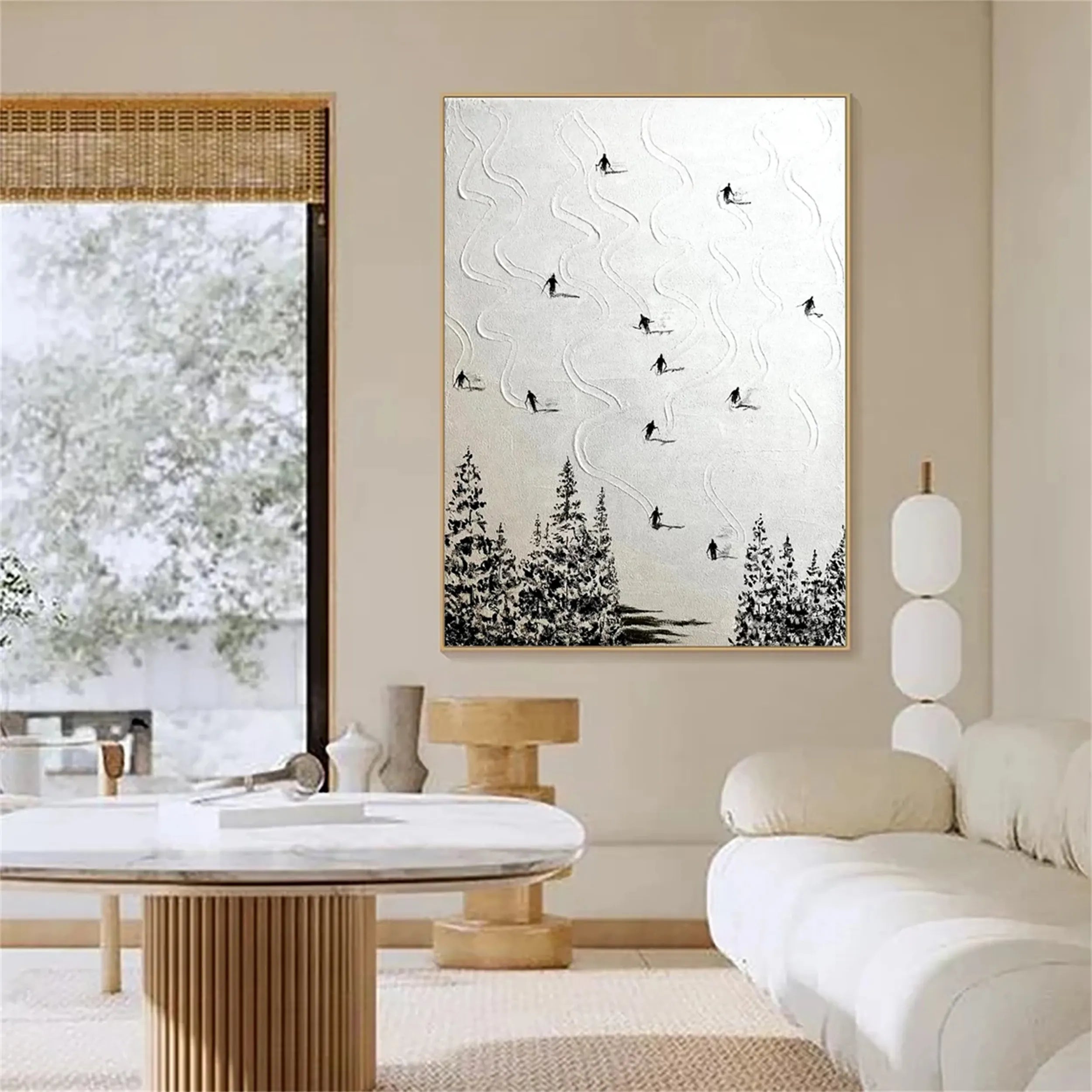 Skiing Sport Art Textured Painting Canvas #MM217