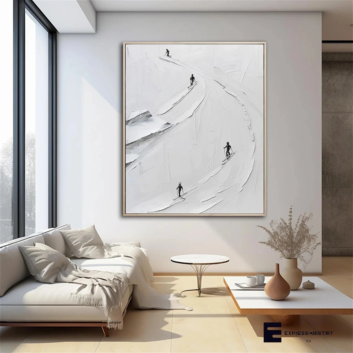 Skiing Sport Art Textured Painting Canvas #SP036