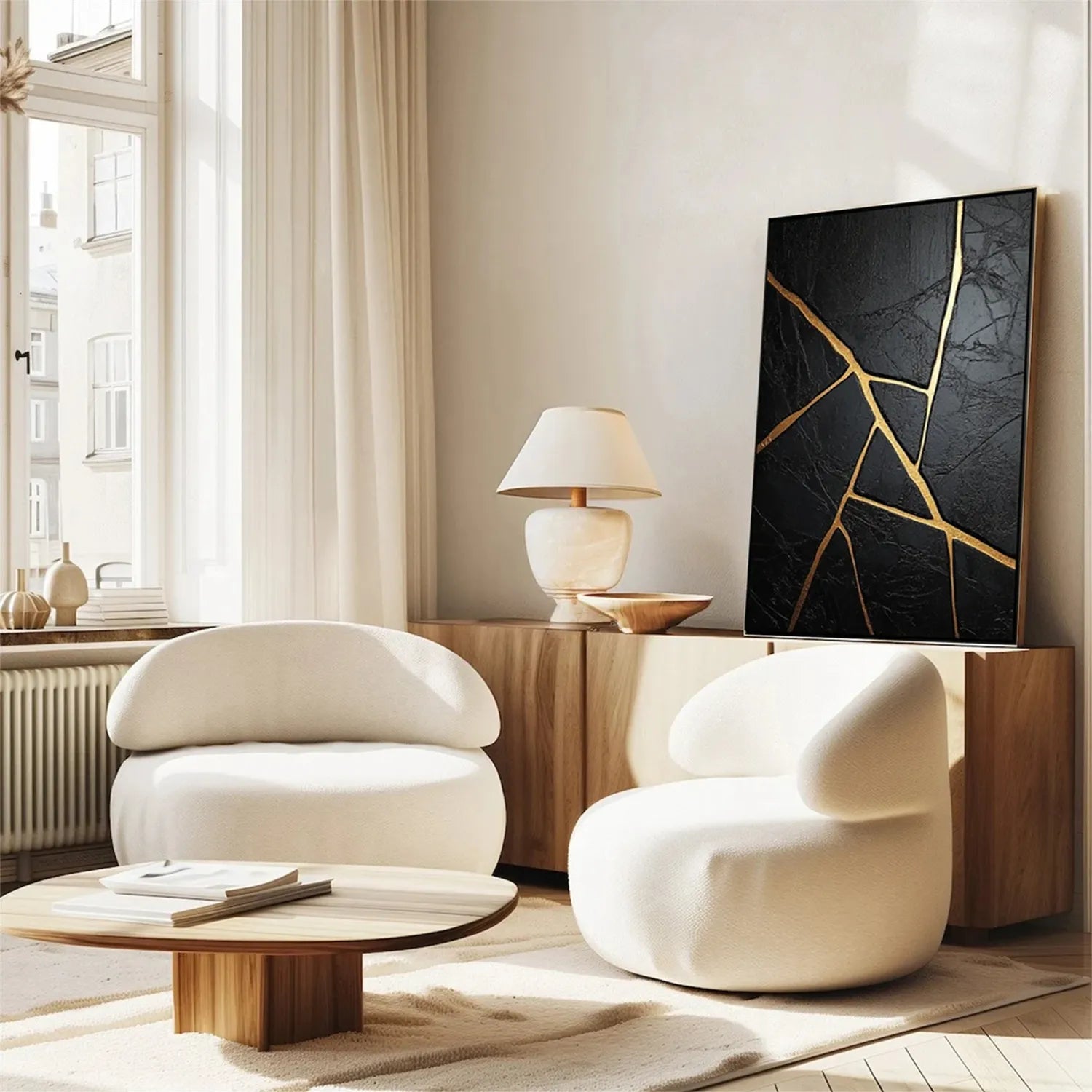 Black Gold Minimalist Textured Painting #MZ136