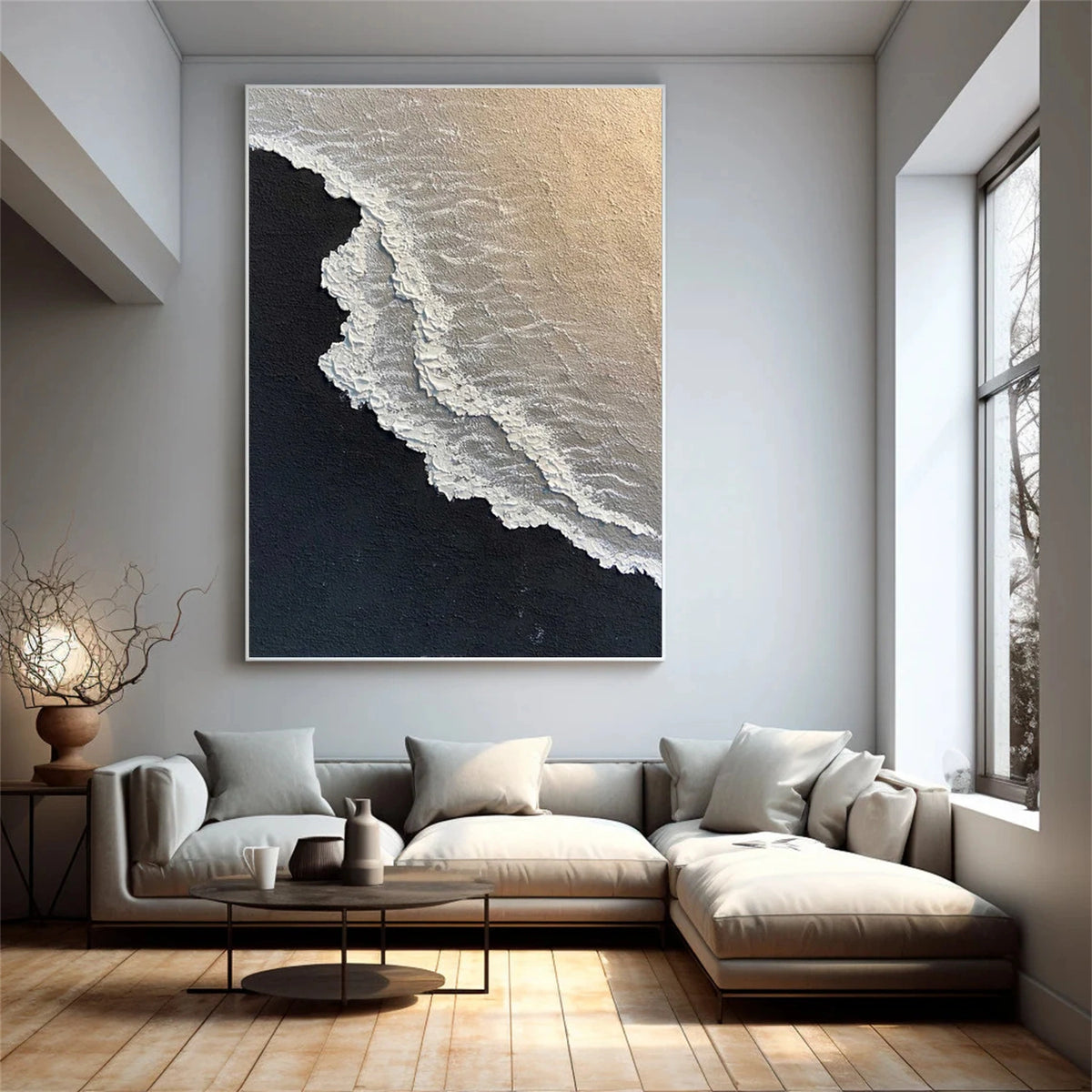 v*d様 O PROJECT BRUSHED LT CANVAS EASY CA Ocean And Sky Abstract Textured Canvas Art #OS 295
