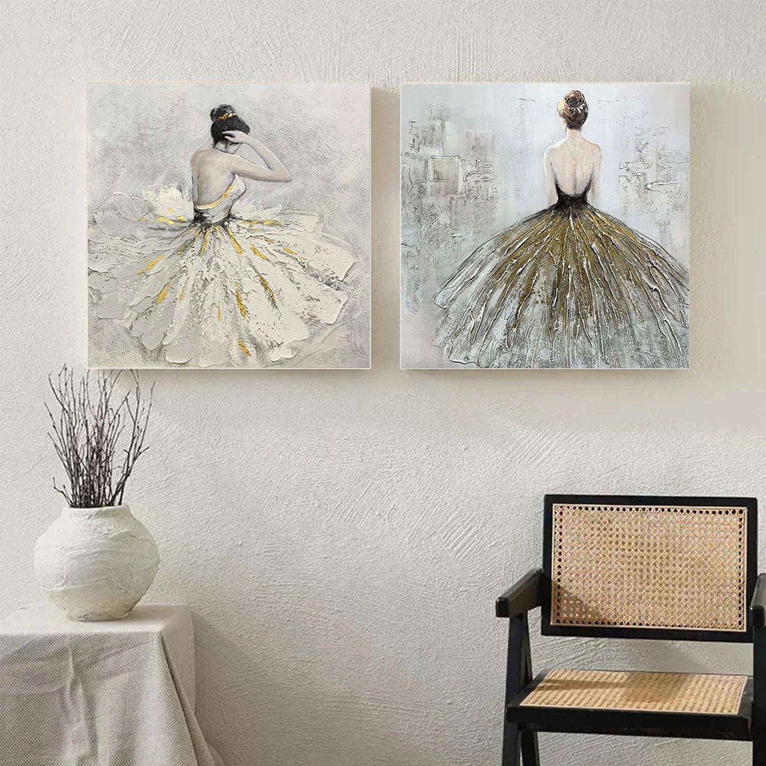 Abstract Portrait Texture Square Set of 2 Wall Art #PT010