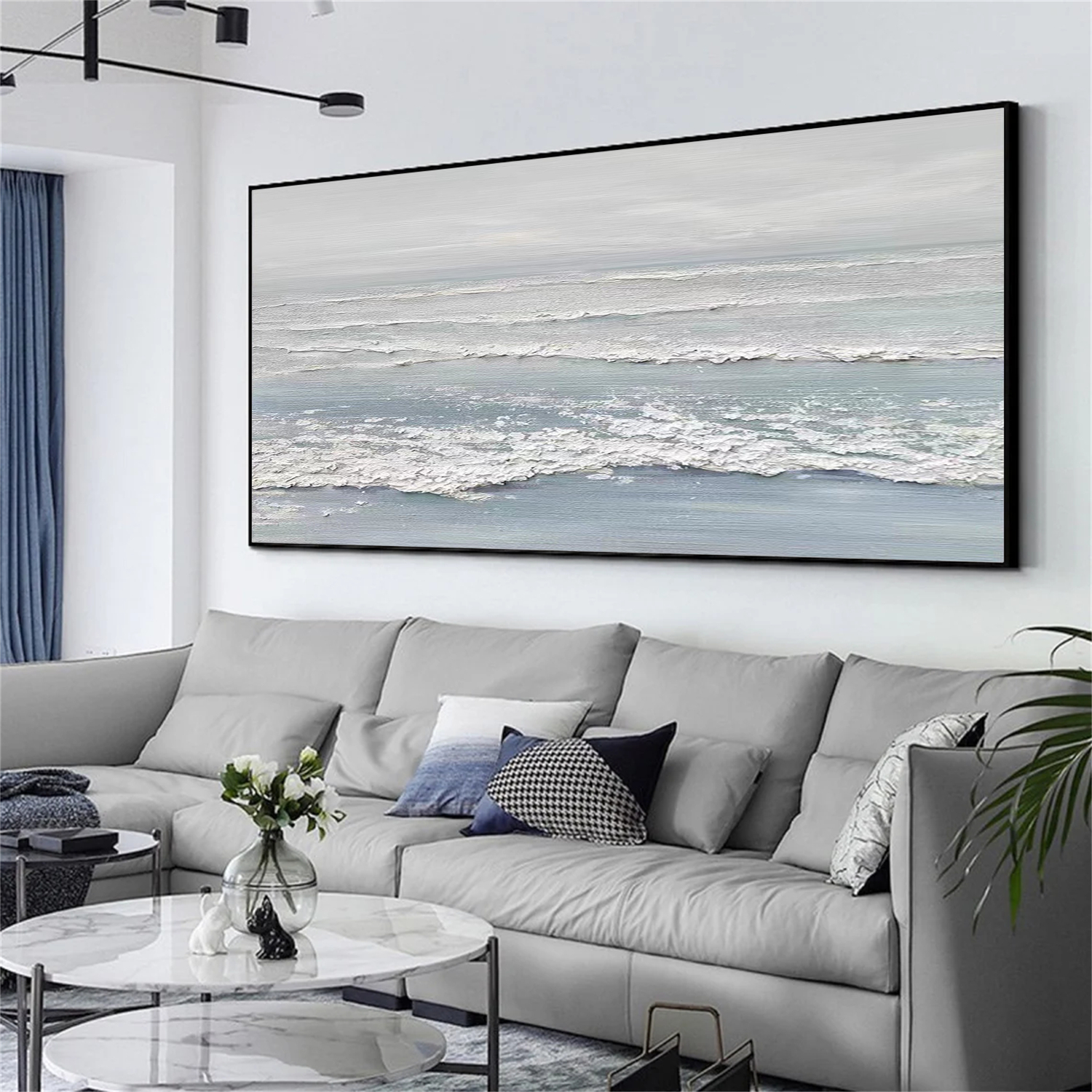 Ocean And Sky Abstract Textured Canvas Art #OS 292