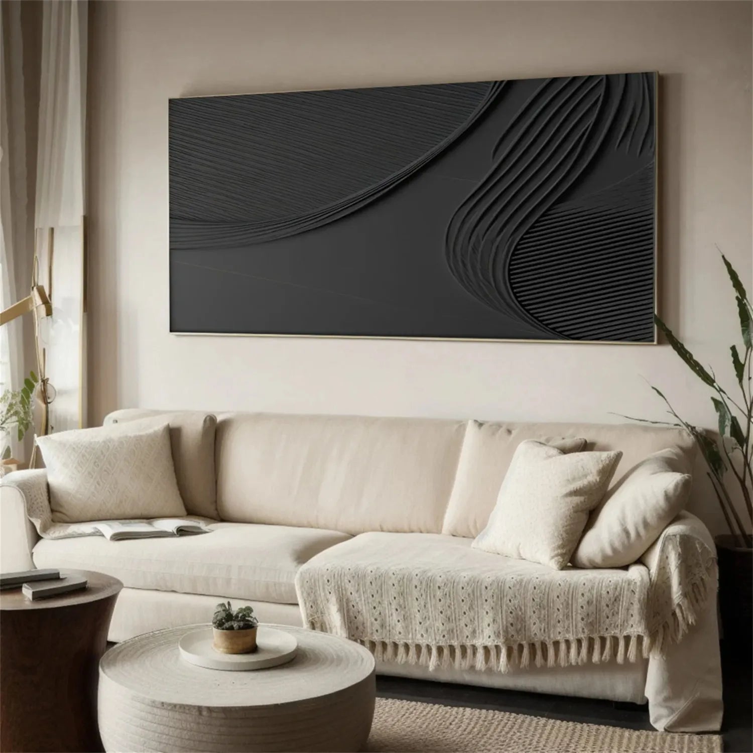 Black Minimalist Textured Painting #MZ127