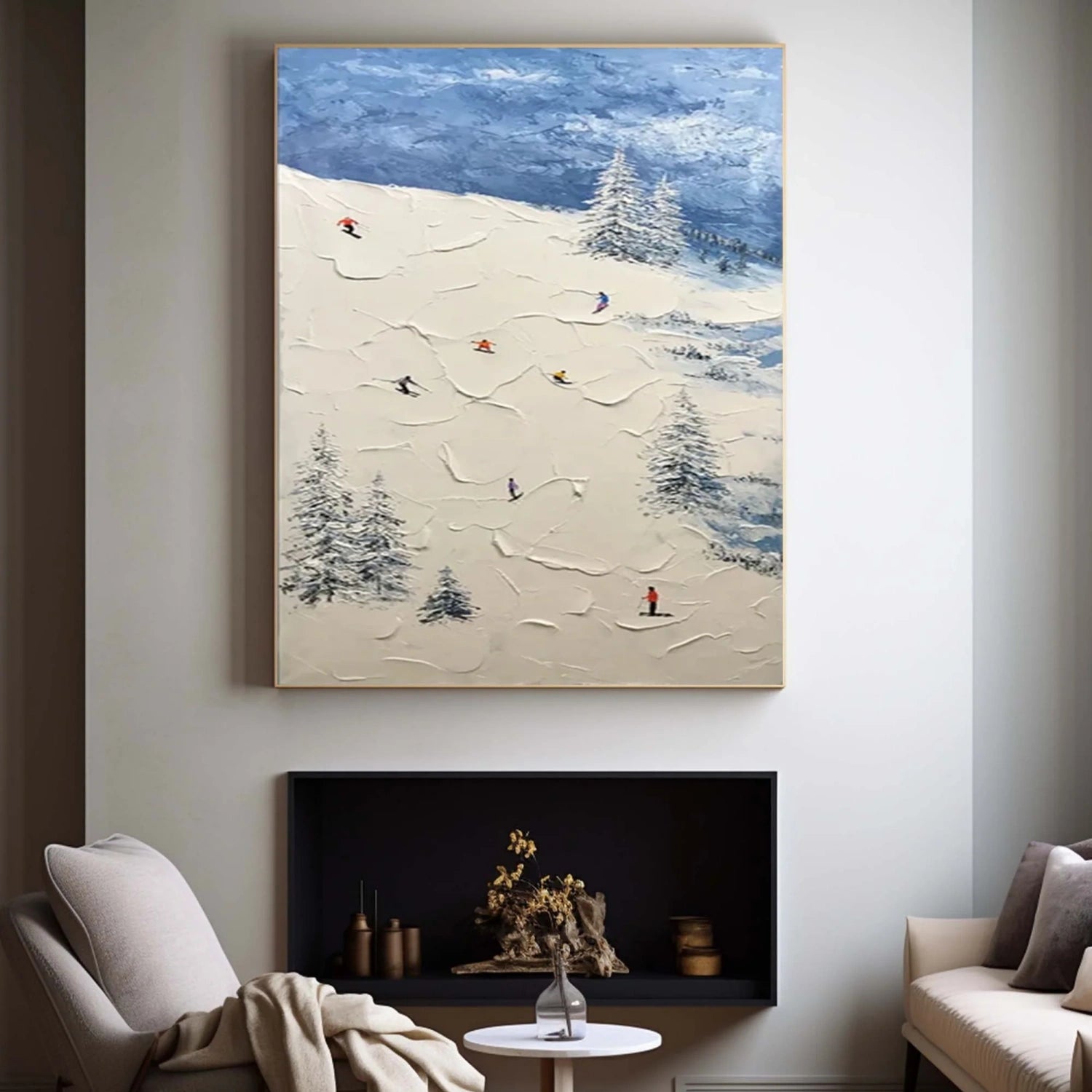 Skiing Sport Art Textured Painting Canvas # SP052