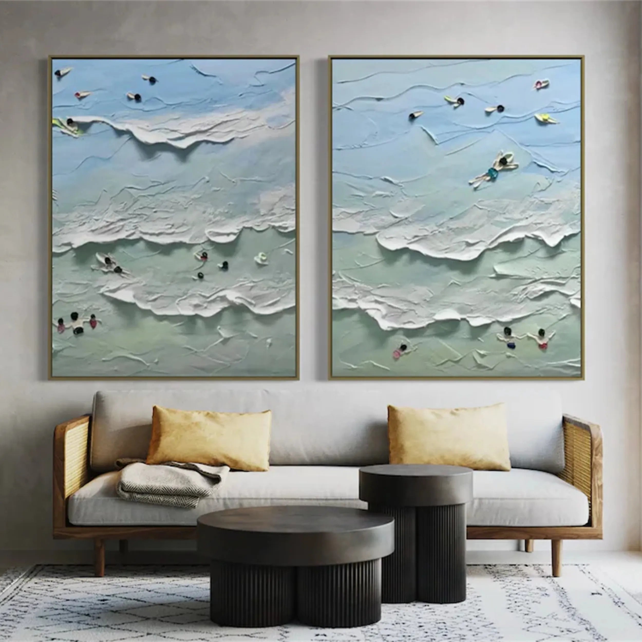Seascape and Snowy Peak Painting Set of 2 #SP016