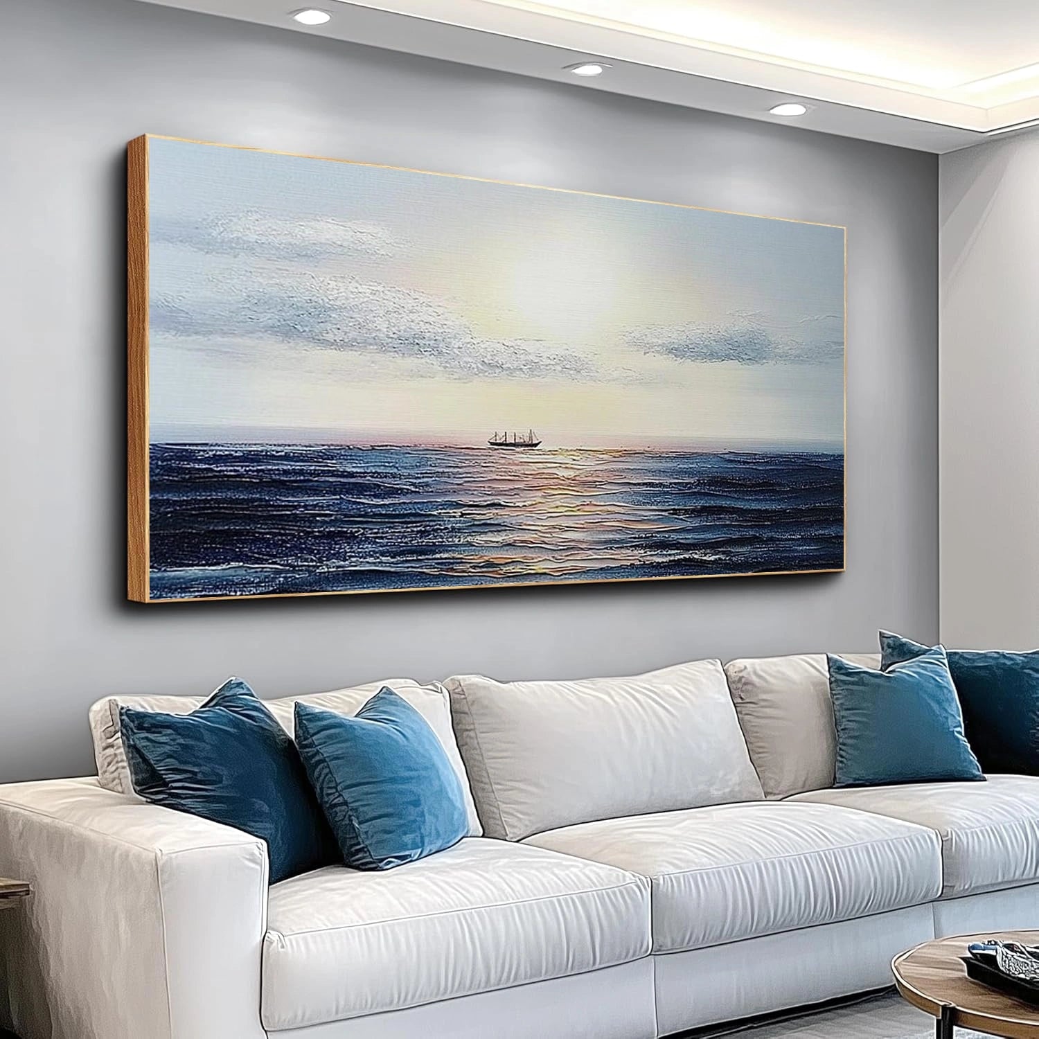 Ocean And Sky Abstract Texture Canvas Art #OS411