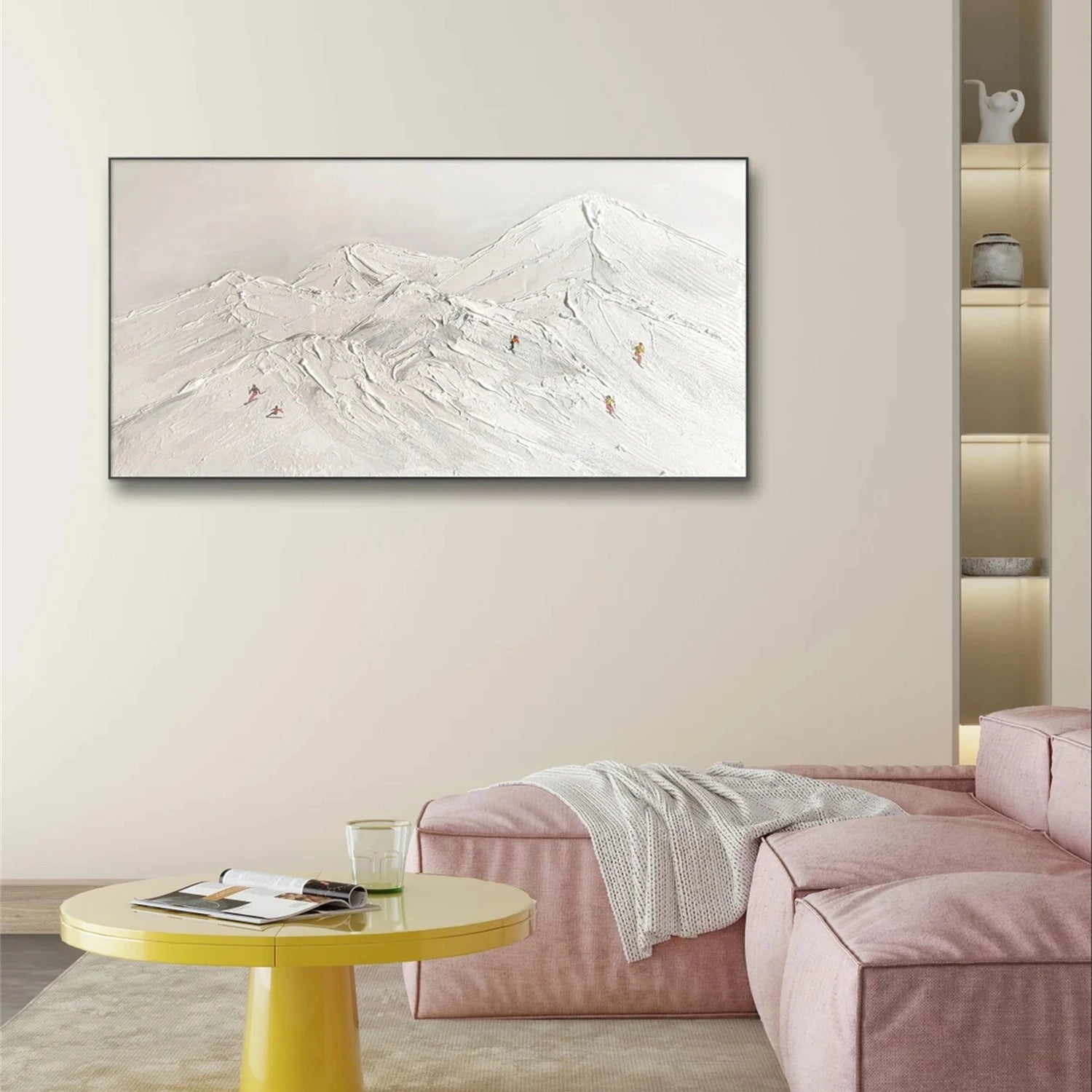 Skiing Sport Art Textured Painting Canvas # SP044